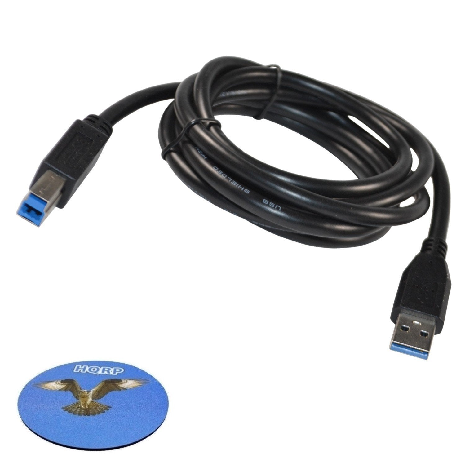 Hqrp 6Ft Usb 3.0 Type A Male To B Male (M/M) Cable Compatible With Lenovo Thinkpad Usb3.0 Ultra Dock, Pro Dock, Basic Dock; For Mediasonic Usb3.0 Probox/Proraid Hard Drive Enclosure