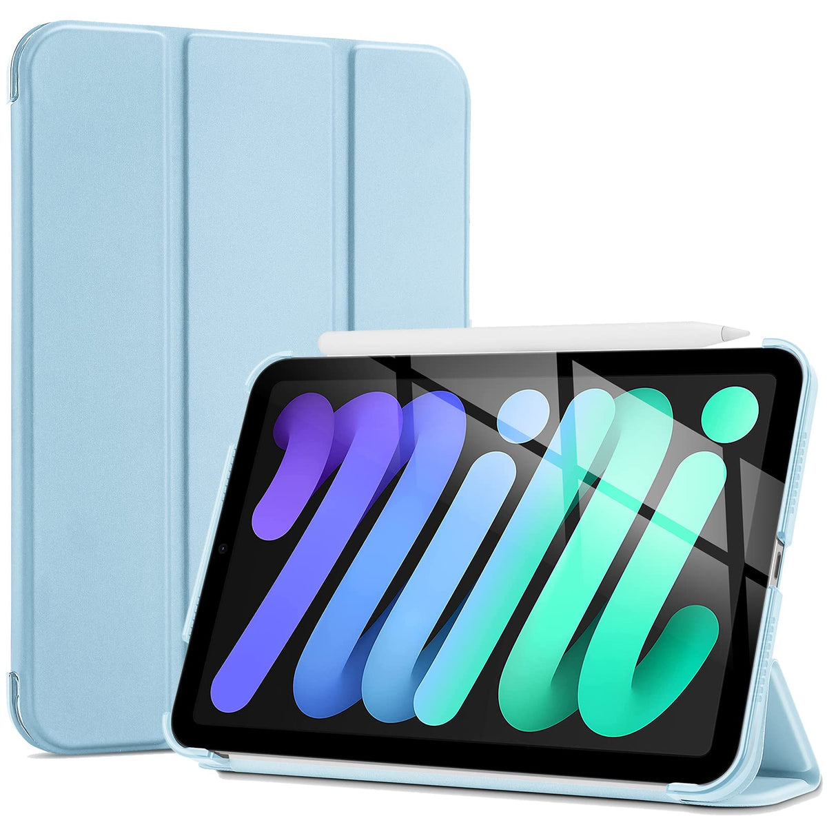 Procase Smart Case For Ipad Mini 7 A17 Pro 2024/Ipad Mini 6 2021 8.3 Inch Ipad Mini 7Th/6Th Gen Case, Hard Back Cover For Ipad Mini 8.3' 7Th Gen A2995/A2996/A2993/6Th Gen A2567 A2568 A2569  Skyblue