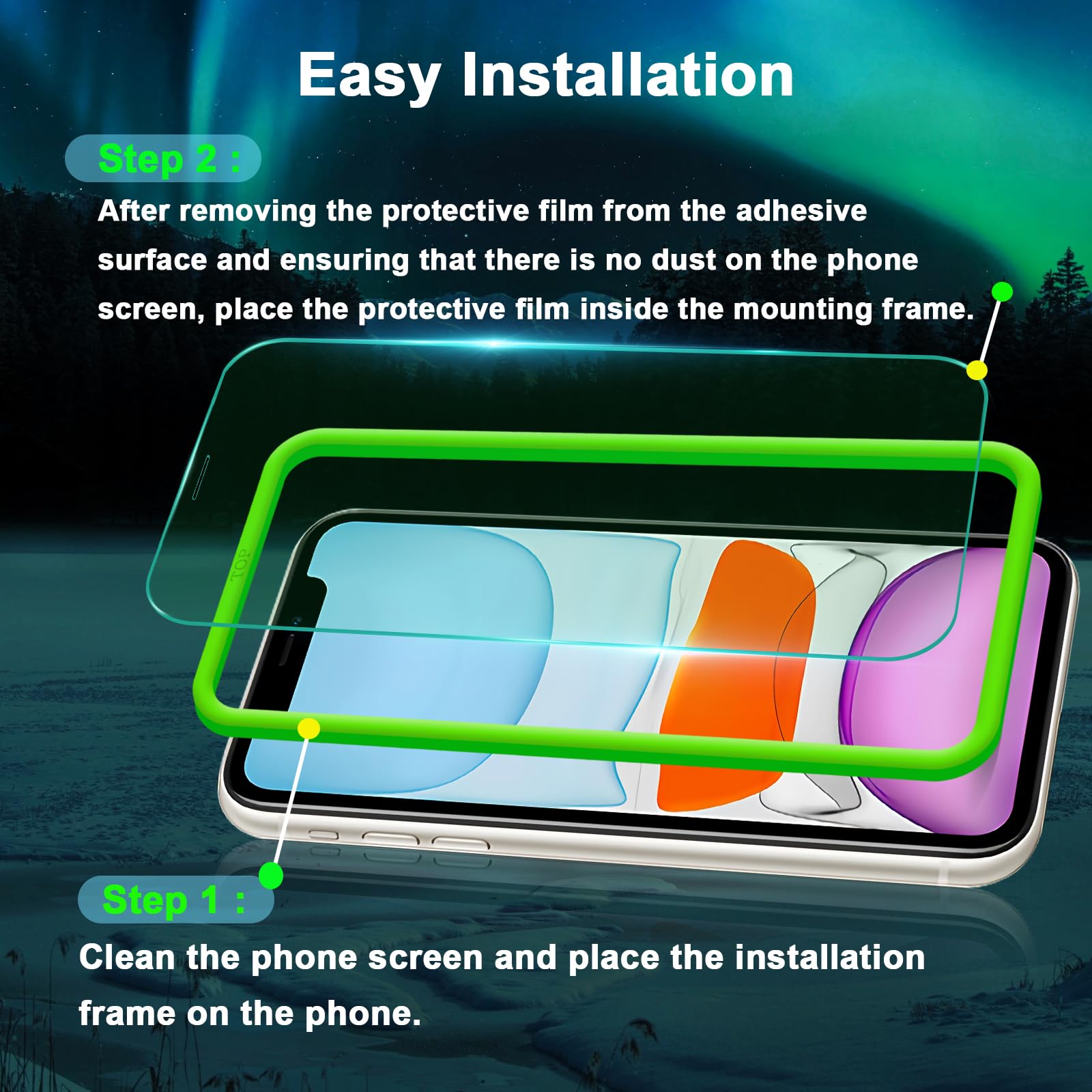 Jesoho Blue Light Screen Protector For Iphone 11, Iphone Xr (6.1'') Hd Anti Blue Light Blocking Tempered Glass Film, Eye Protect