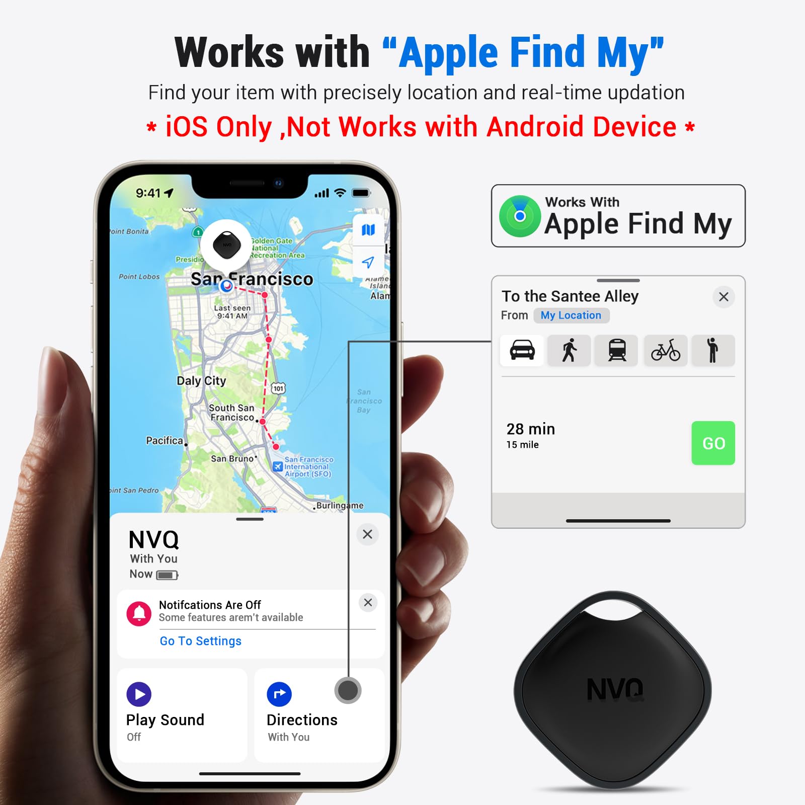 Key Finder, Bluetooth Tracker Locator Pairs With Apple Find My (Ios Only), Item Finder For Keys,Wallet,Pets,Bag,Backpack And Sui
