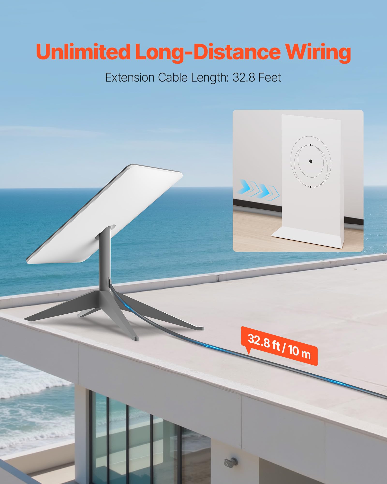 Vevor Starlink Gen 2 Cable, 32.8 Ft, 24 Awg Copper Core, Durable Extension Cable For Standard Generation 2, Compatible With Star