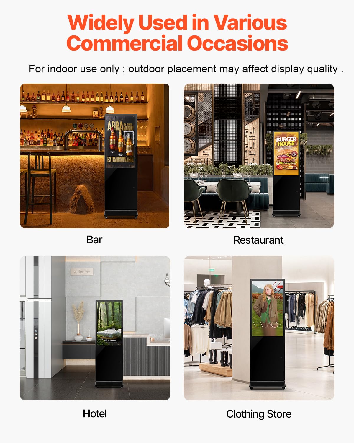 Vevor 43 Inch Digital Signage Display, Touchscreen Digital Kiosk, Indoor Floor Standing Kiosk Display, 2K Uhd Lcd Screen, 2Gb Ra