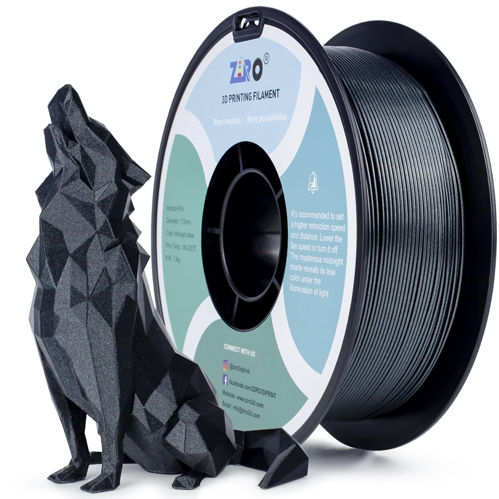 ZIRO Glitter PLA Filament 1.75mm, 3D Printer Filament Subtle Sparkle PLA, Mystical Series 2.2lbs Spool, Fit Most FDM 3D Printers