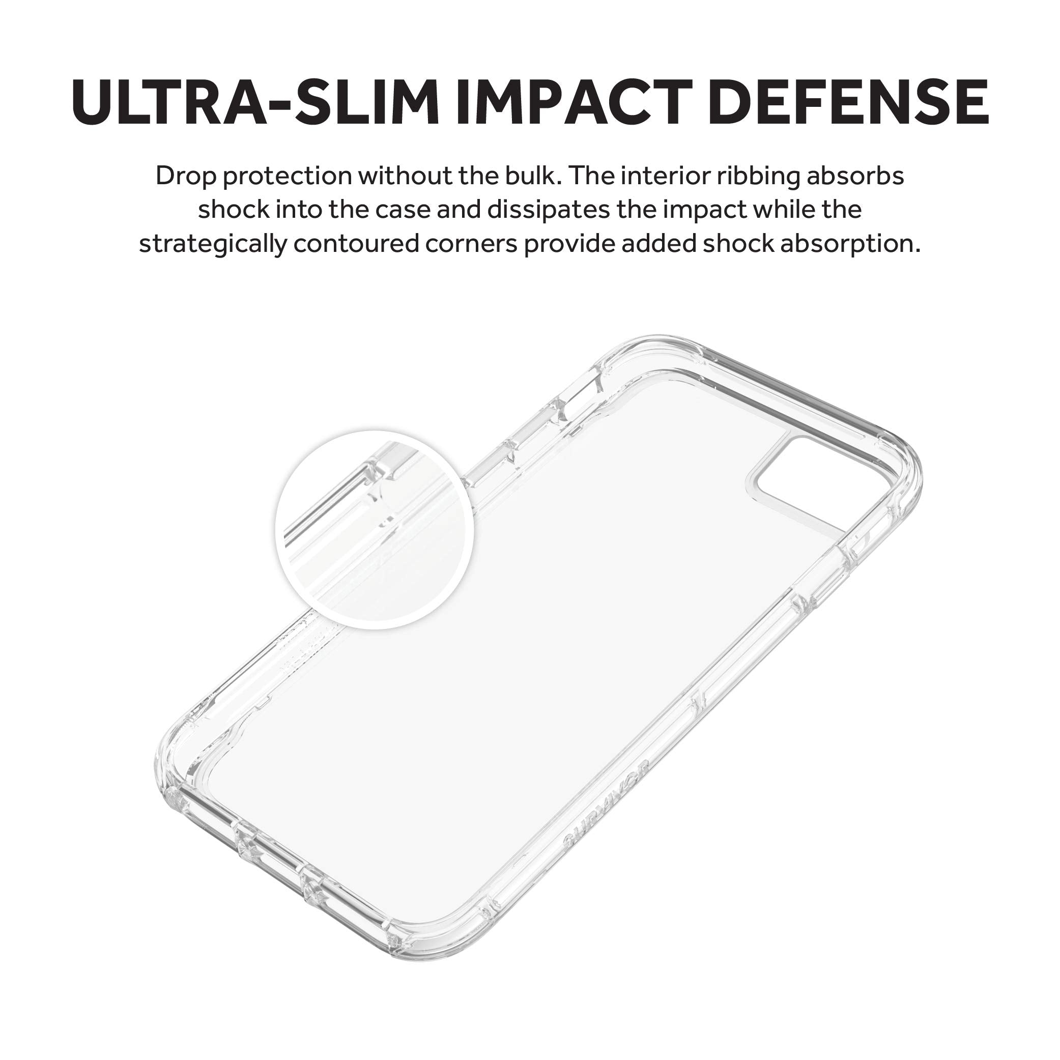 Griffin Survivor Military Grade Clear Case For Apple Iphone Se (2020) / 8/7 / 6S / 6 [Thin Design I Shock Absorbing Corners I Qi