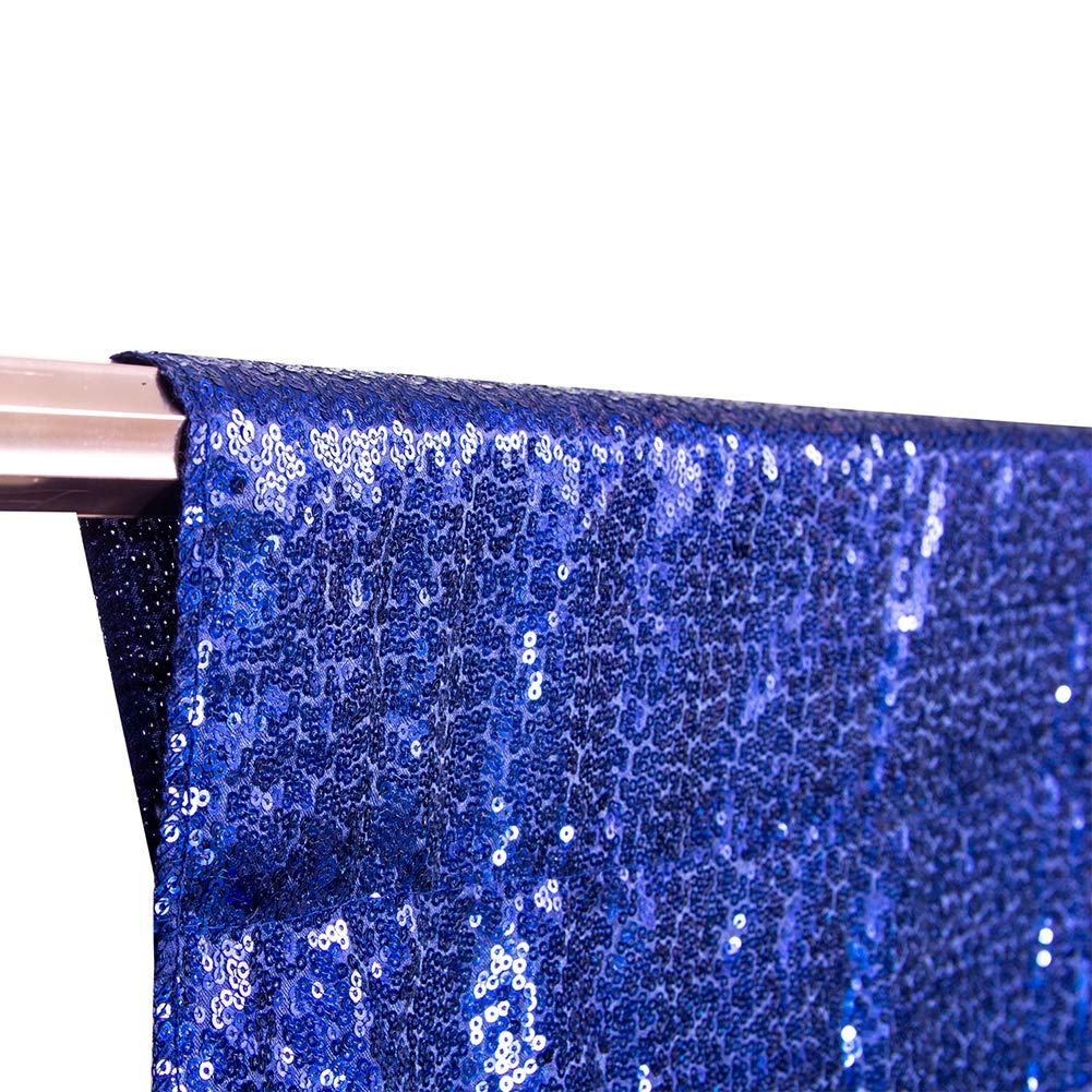 Squarepie Sequin Backdrop Non Transparent Background Sparkly Curtain For Wedding Party 2Ft X 8Ft Navy Blue 2Pcs