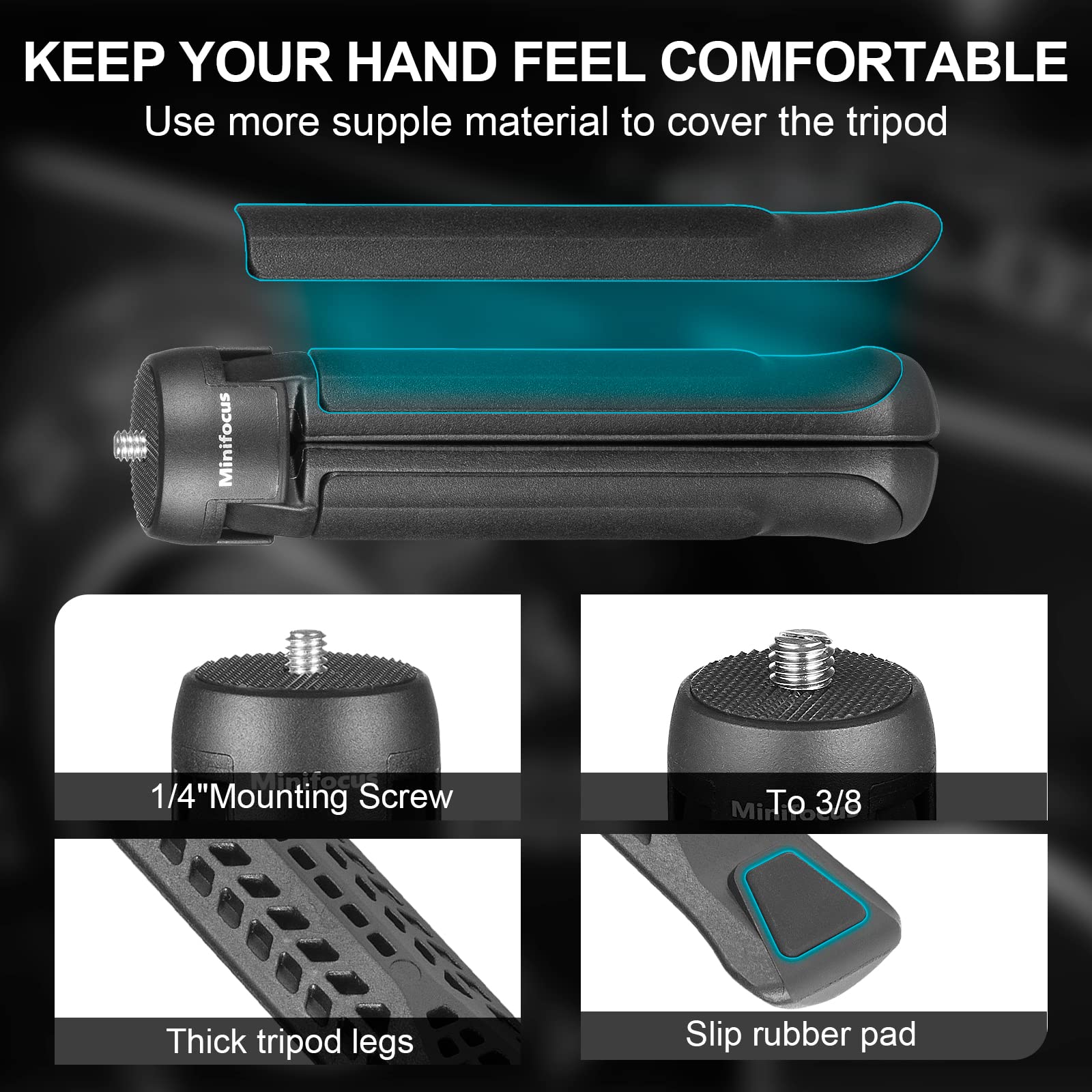 Minifocus Camera Tripod, Desktop Tabletop Stand Compact Tripod With 1/4 Screw, Phone Tripod Stand For Gimbal Stabilizer Webcam P