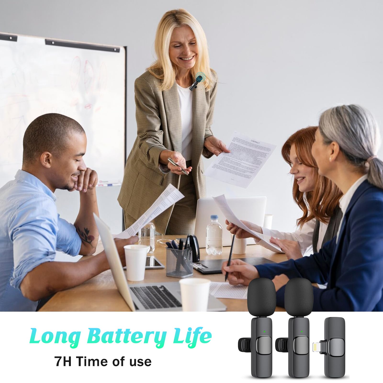 Gogara Wireless Microphone For Iphone Microphones 2 Pack, Mini Mic, Cordless Lavalier Microphone Recording Lapel Mic, Plug Play,