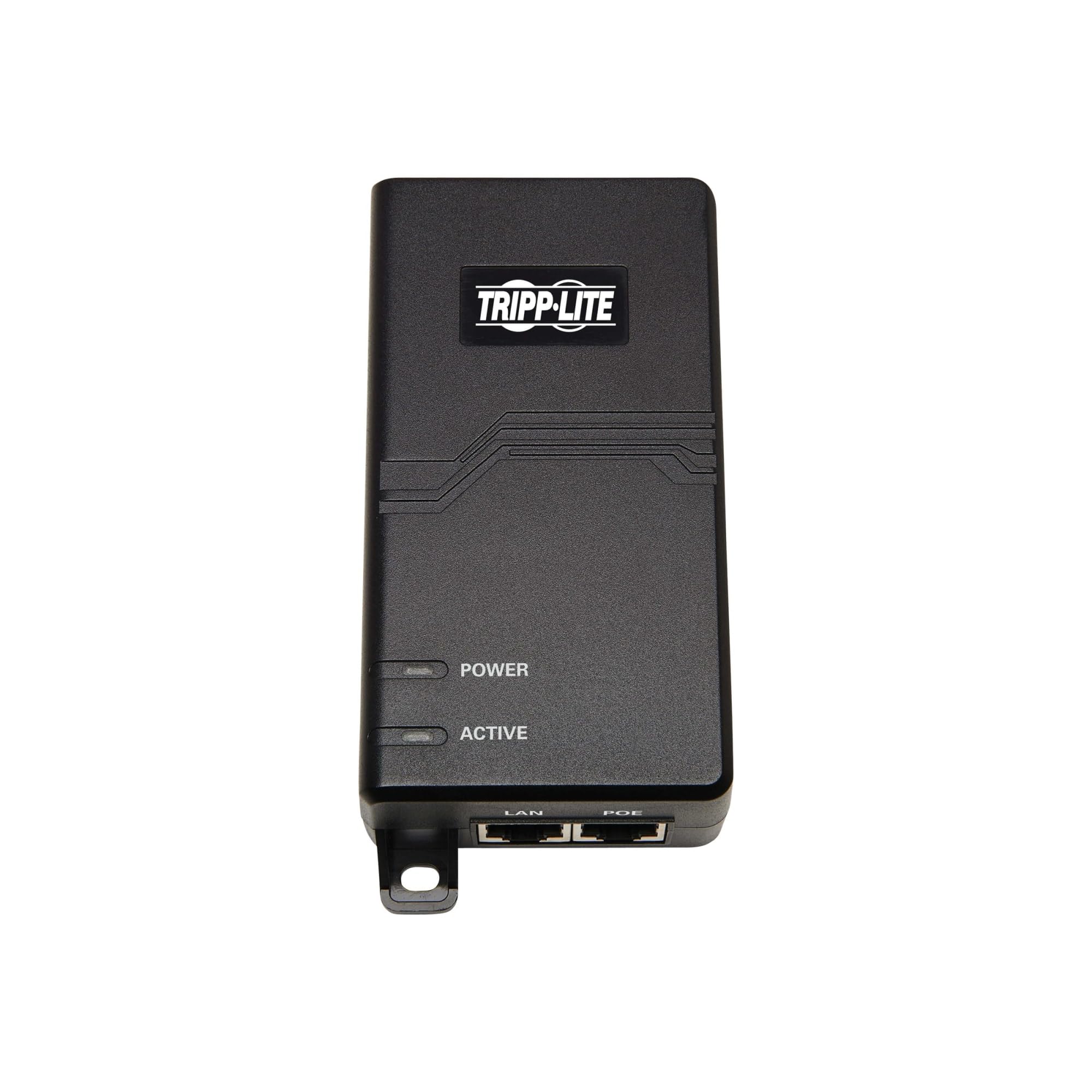 Tripp Lite Gigabit PoE+ Midspan Active Injector - IEEE 802.3at / 802.3af, 30W, 1 Port, Power Over Ethernet (NPOE-30W-1G),black