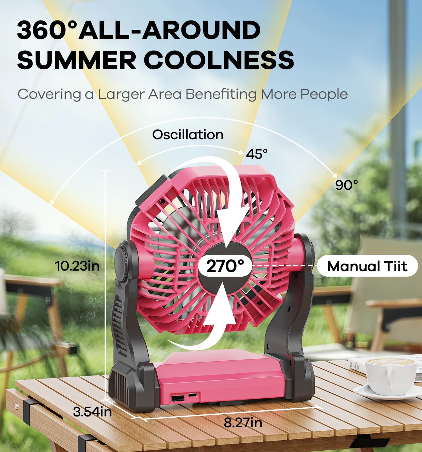 Dowilldo Camping Fan With Led Lantern, 20000Mah Portable Rechargeable Battery Powered Table Fan With Hook, Camping Gear For Picn