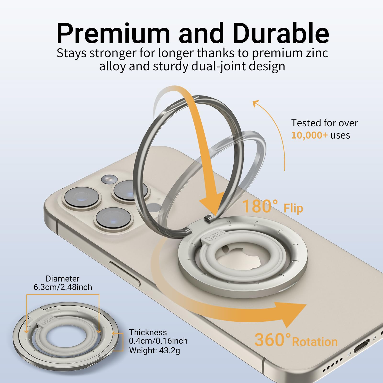 Opso Magnetic Phone Ring Holder For Magsafe, 360 Rotatable Gym Finger Ring Grip Stand, [Dual-Sided Magnet] Magnetic Phone Grip A