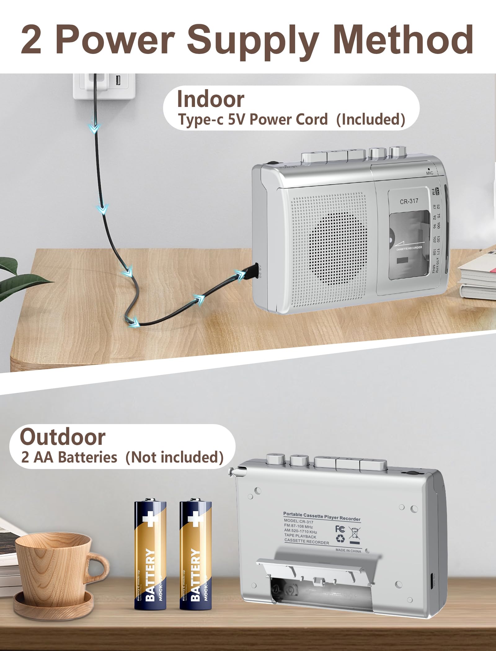 Cassette Player Recorder With Bluetooth Transmitter Walkman, Portable Am Fm Cassette Player With Big Speaker, Stereo Earphone Ja