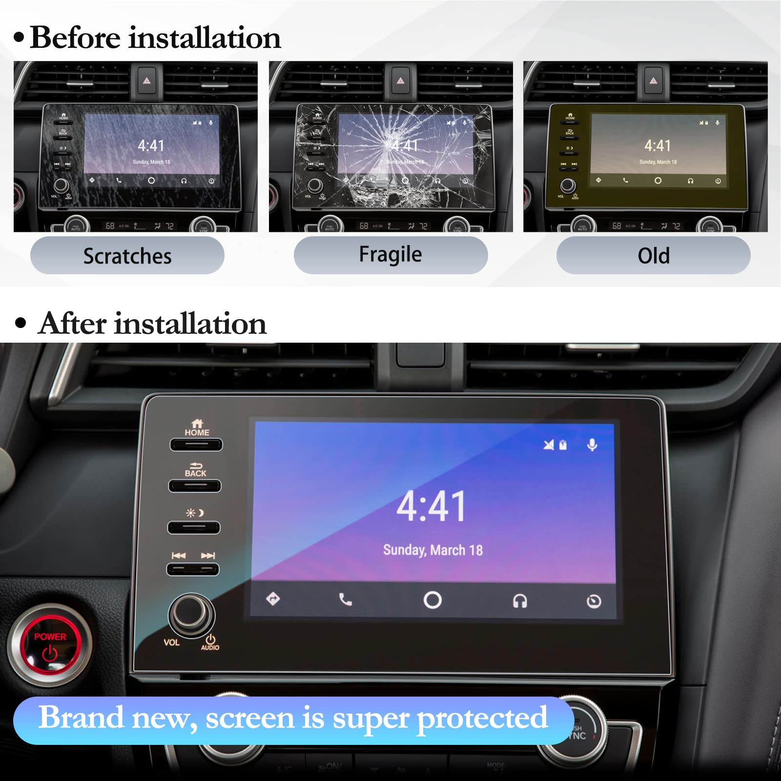 SKTU 9 Inch Tempered Glass Screen Protector for 2024 2025 Honda Ridgeline - HD Clear, Fits Sport, RTL, TrailSport, Black Edition