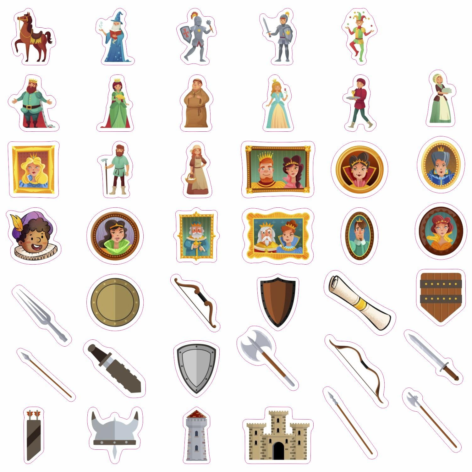 100Pcs Medieval Stickers For Water Bottle And Laptop   Medieval Party Favors & Decorations, Waterproof Vinyl Decals, Knights And