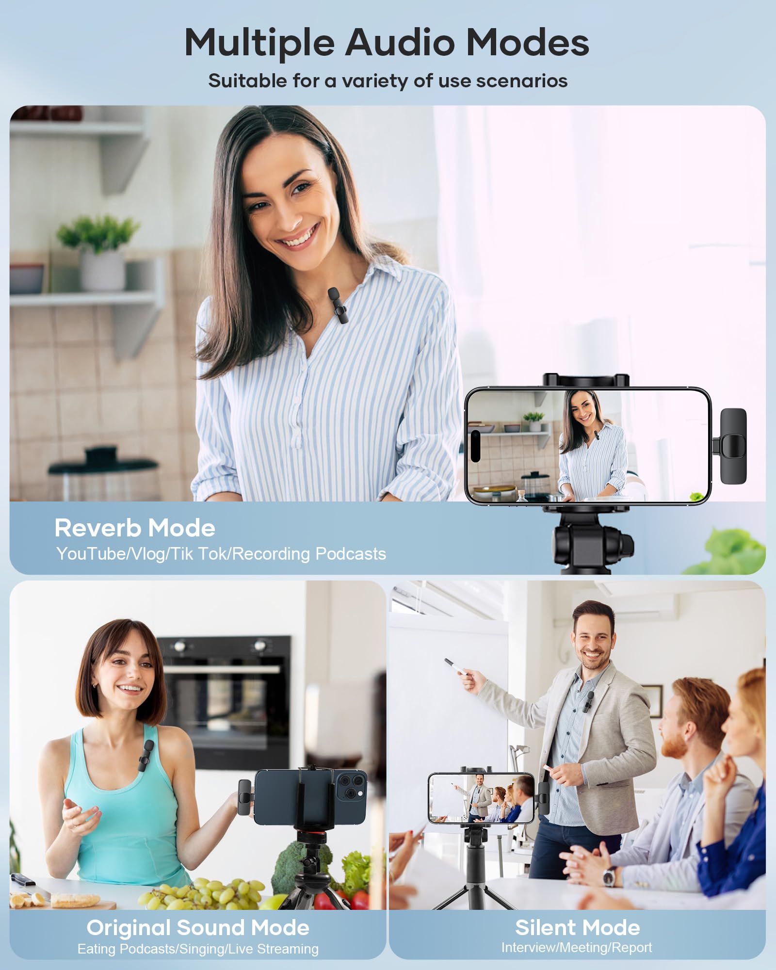 Kukiho 2 Pack Wireless Lavalier Microphone For Iphone Ipad And Android Phone, Lapel Mic Plug And Play Wireless Mic Noise Reducti