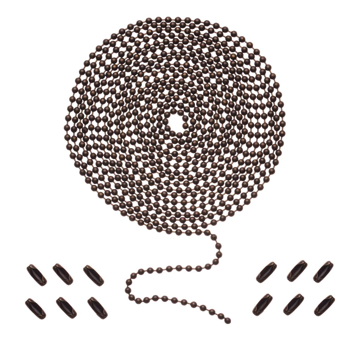 Smotecq Ceiling Fan Pull Chain, 120'' Rust Proof Copper 3Mm Beaded Extension Chains With 12 Matching Connectors, Bronze