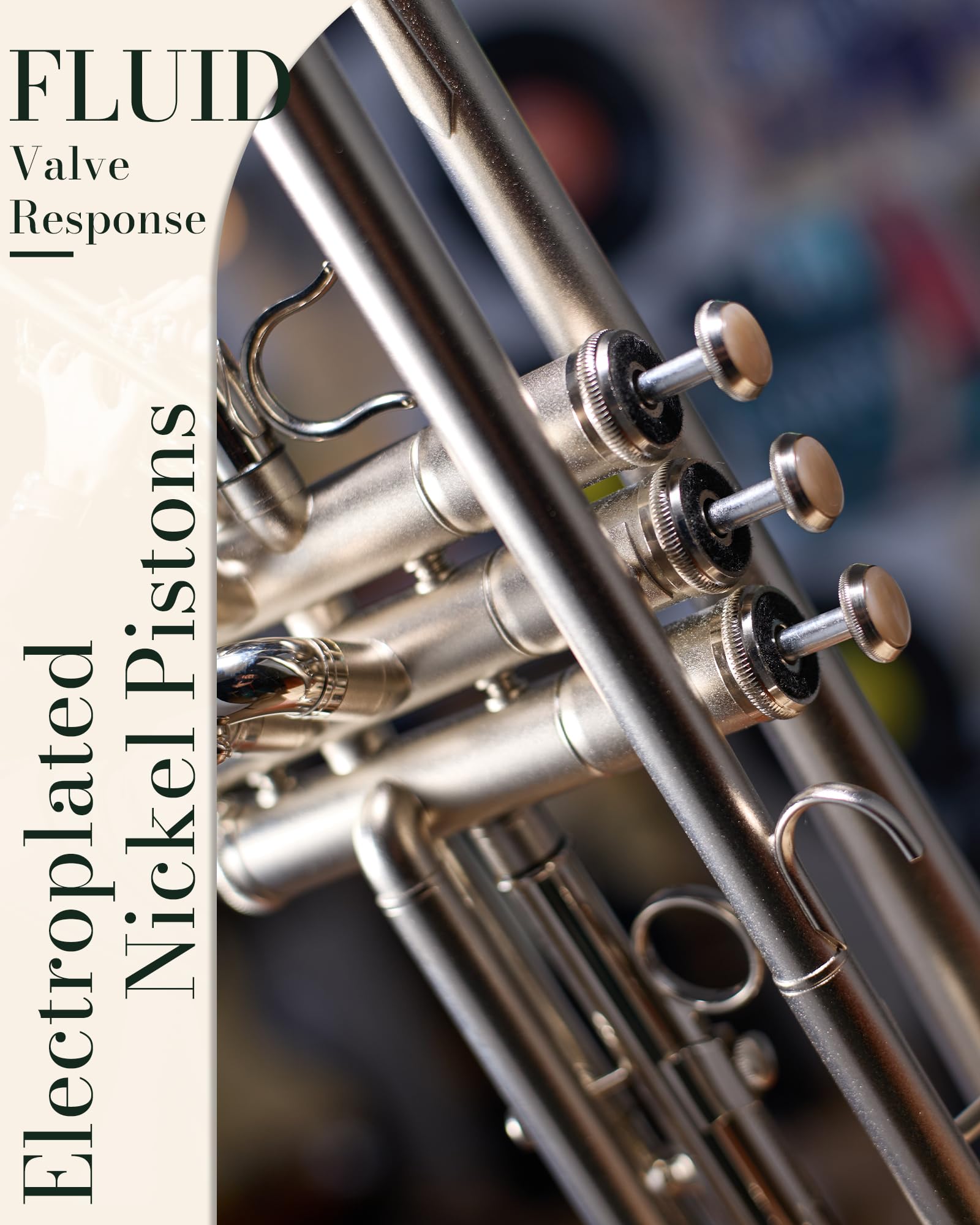 Aklot Weighted Leadpipe Bb Trumpet: Electroplated Nickel Pistons, Brushed Matte Silver, Leather Finger Guard, Weighted And Stand