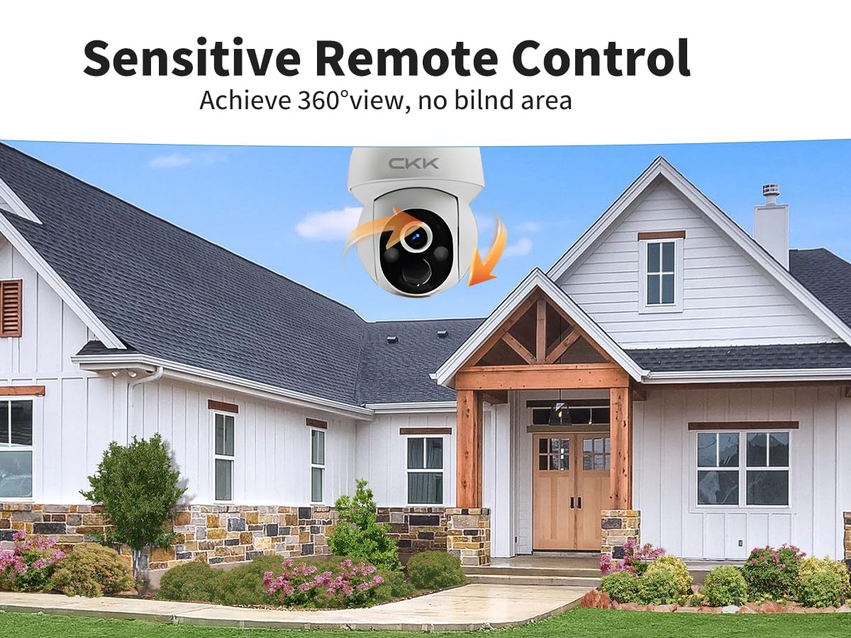 Ckk Wireless Cameras For Home/Outdoor Security, Solar Security Cameras Wireless Outdoor 355Ptz, 4Mp 2.5K Wifi Camera With Spotli