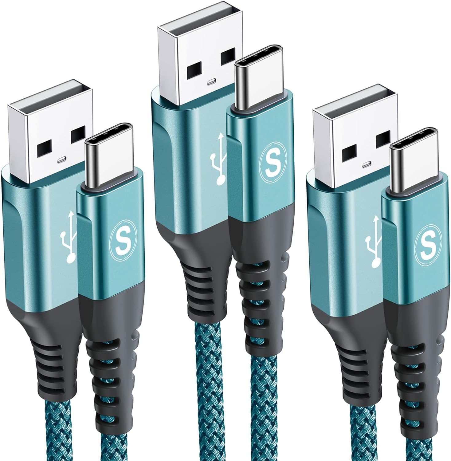 Usb C Cable 3.1A Fast Charging [3Pack,10Ft+6.6Ft+3.3Ft], Sweguard Usb A To Usb C Charger Nylon Braided Cord For Samsung Galaxy S