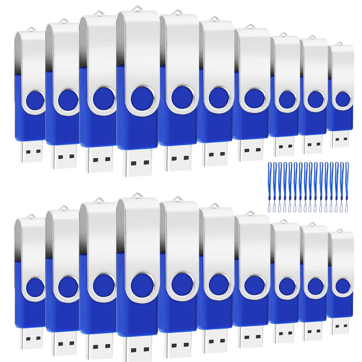 128Mb Bulk Usb Flash Drives 20 Pack Eastbull Usb 2.0 Metal Thumb Drives Pack Flash Drives Pack Storage Stick Swivel Usb Drives (Blue-20Pcs)