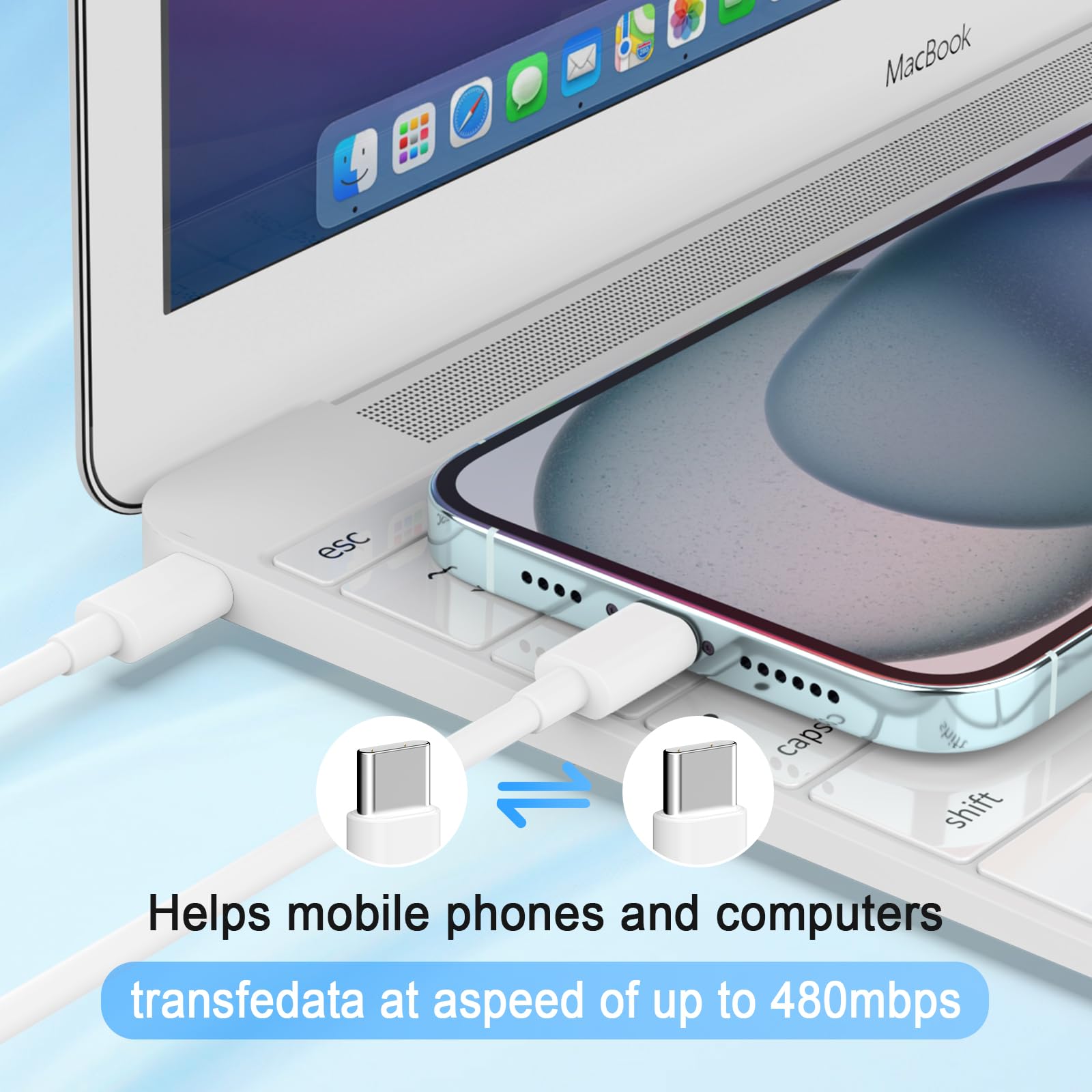 Usb C Charger, 20W Pd Usb C Fast Wall Charger Adapter With 6Ft Type C To C Cable Compatible For Iphone 15/15 Pro/15 Plus/15 Pro