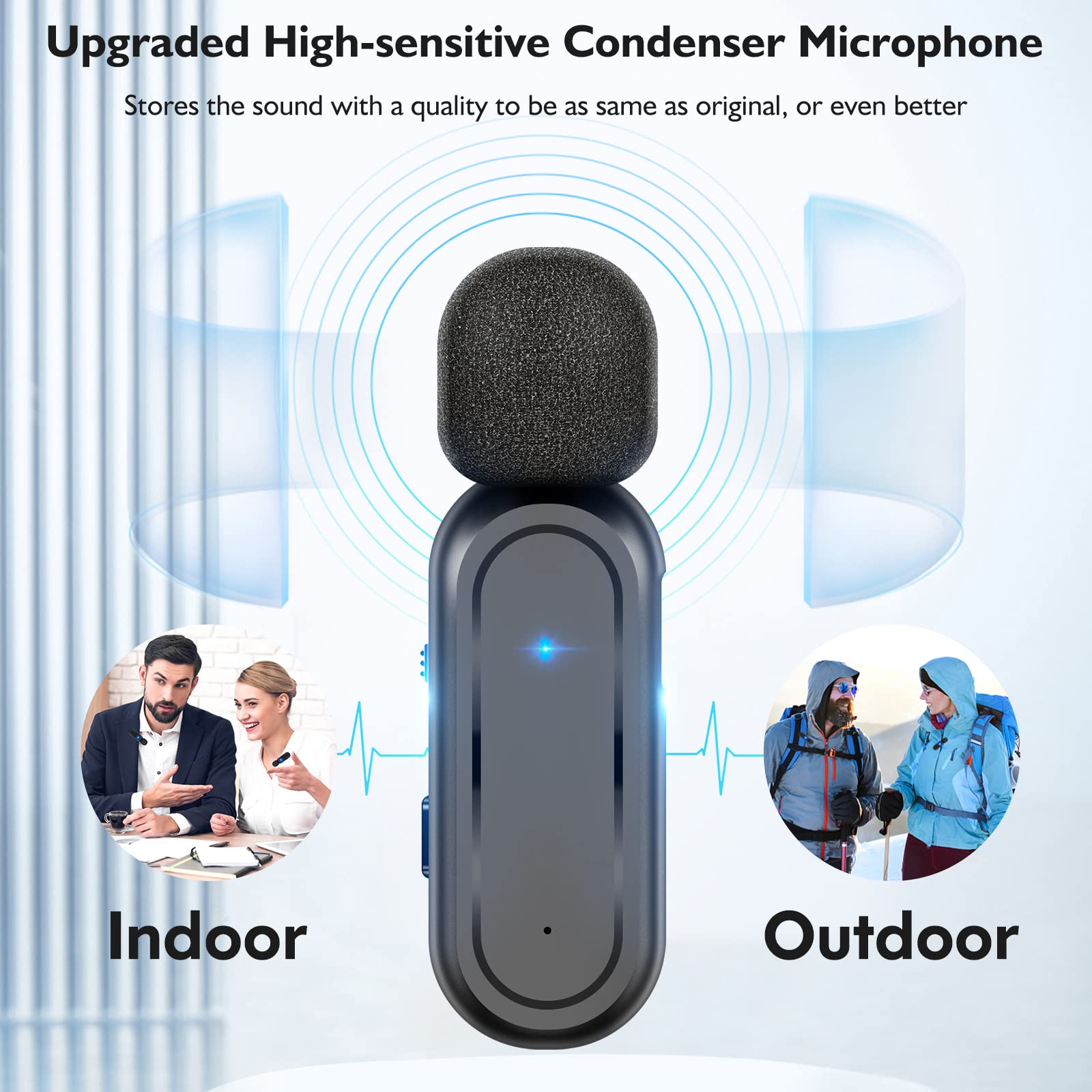 Ecomxia 2 Pack Wireless Lavalier Microphone For Iphone Ipad With Charging Case 7H Clip On Lapel Microphone Wireless For Video Re