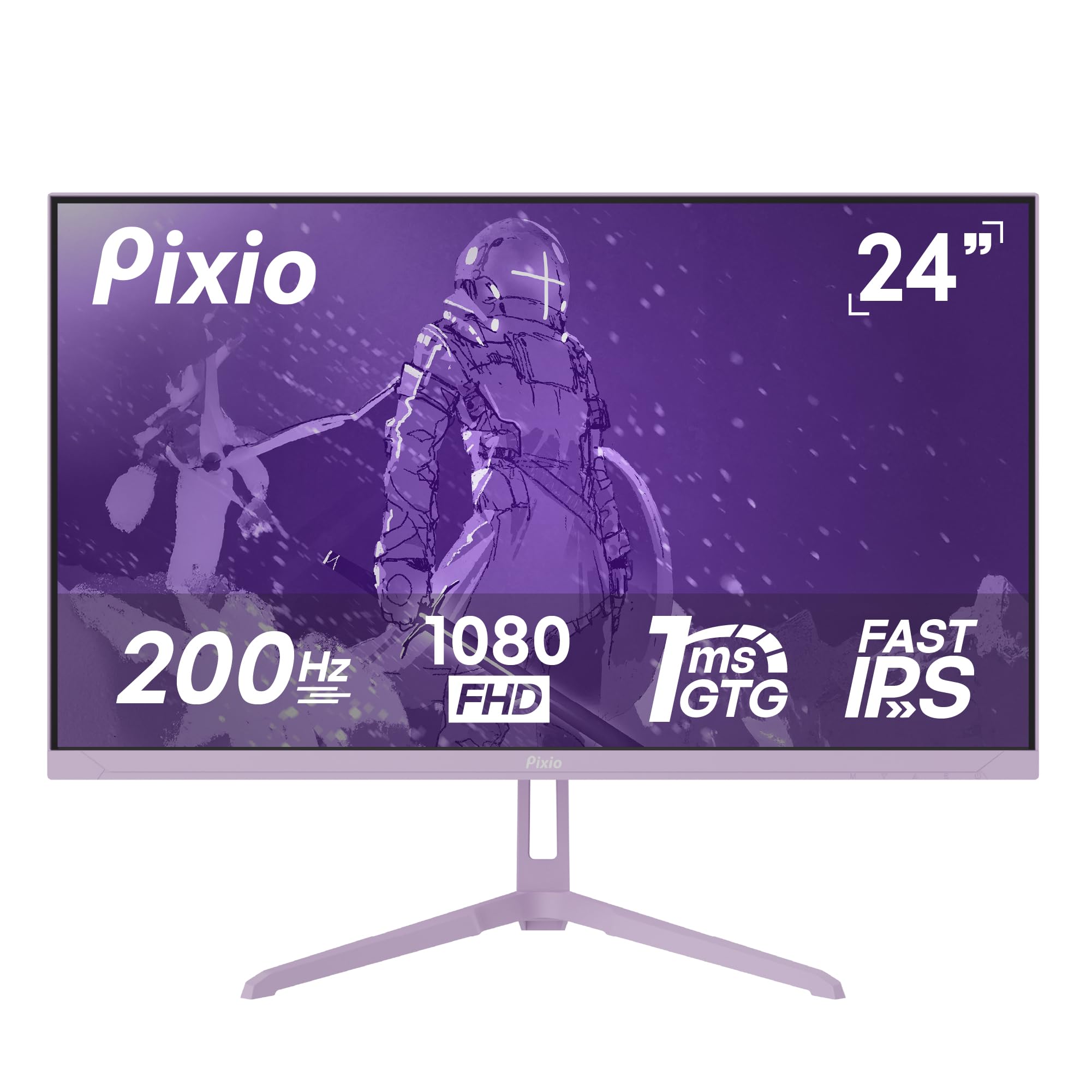 Pixio PX248 Wave Purple 24 inch 200Hz Refresh Rate FHD 1080p Resolution Fast IPS Panel 1ms GTG Response Time Built-in Speakers G