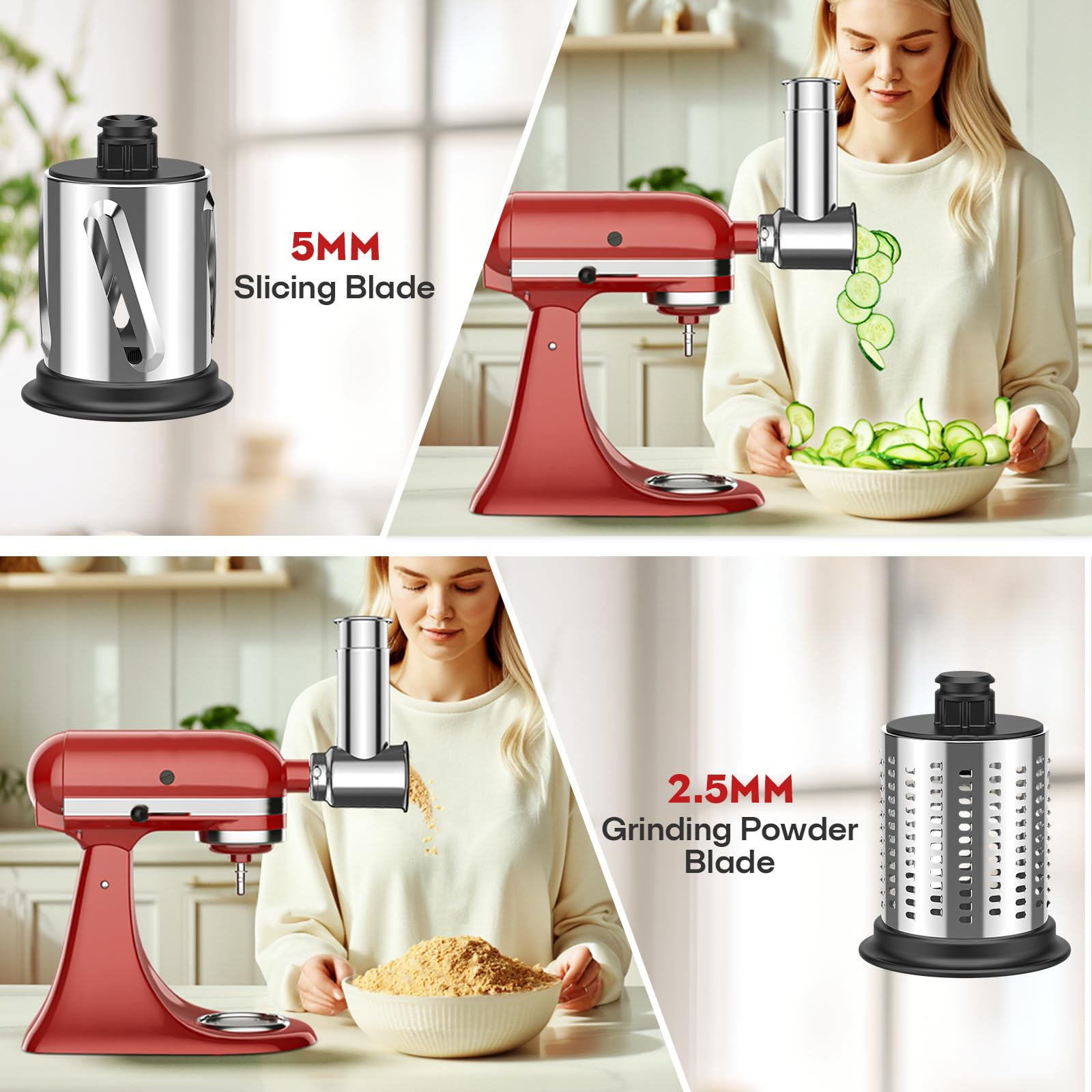 Stainless Steel Slicer Shredder Attachment For Kitchenaid Stand Mixer, Salad Maker With Grinding Powder As Kitchen Aid Shredder