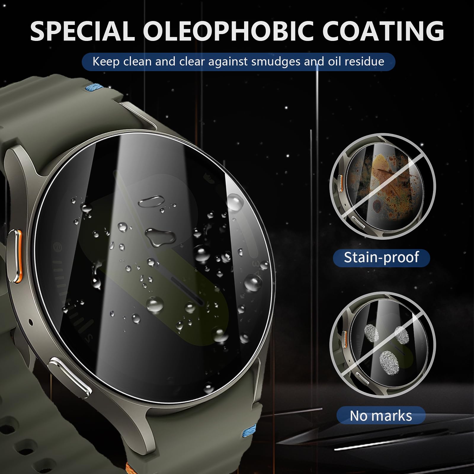 Suoman 4 Pack For Samsung Galaxy Watch 6/7 44Mm Privacy Screen Protector, [Anti Peeping] 9H Hardness Ultra Thin Tempered Glass S