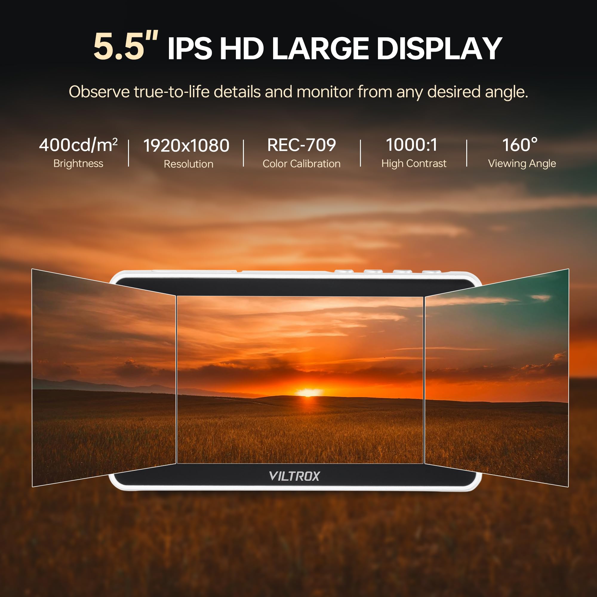 Viltrox Dc-V1 5.5 Touchscreen Camera Field Monitor Dslr Monitor With 3D Lut Waveform 400Nits 160 Wide View Angle 1920X1080 Ips 4