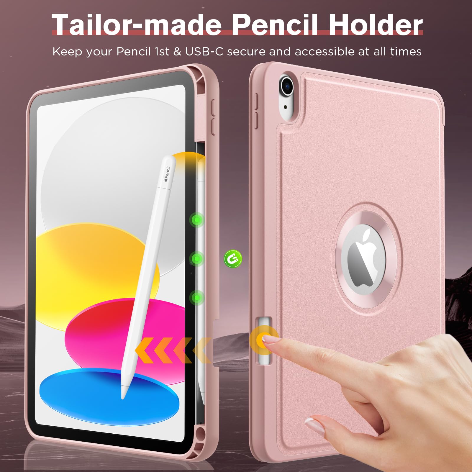 MoKo for iPad (A16) 11th Generation 2025 11 inch/10th Generation 10th 2022 10.9 inch Case with Pencil Holder,Smart Trifold Protective iPad Case with Soft TPU Back Stand Cover,Auto Wake/Sleep,Rose Gold