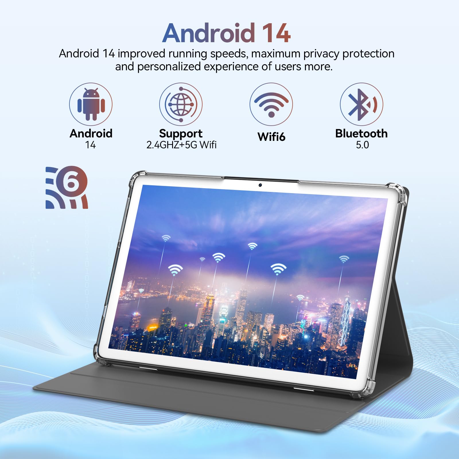 Android 14 Tablet 2024 Newest Tablets, 10 Inch Tablet (4+4)Gb Ram 64Gb Rom 1Tb Expand, 2 In 1 Tablet With Keyboard, Case, Stylus