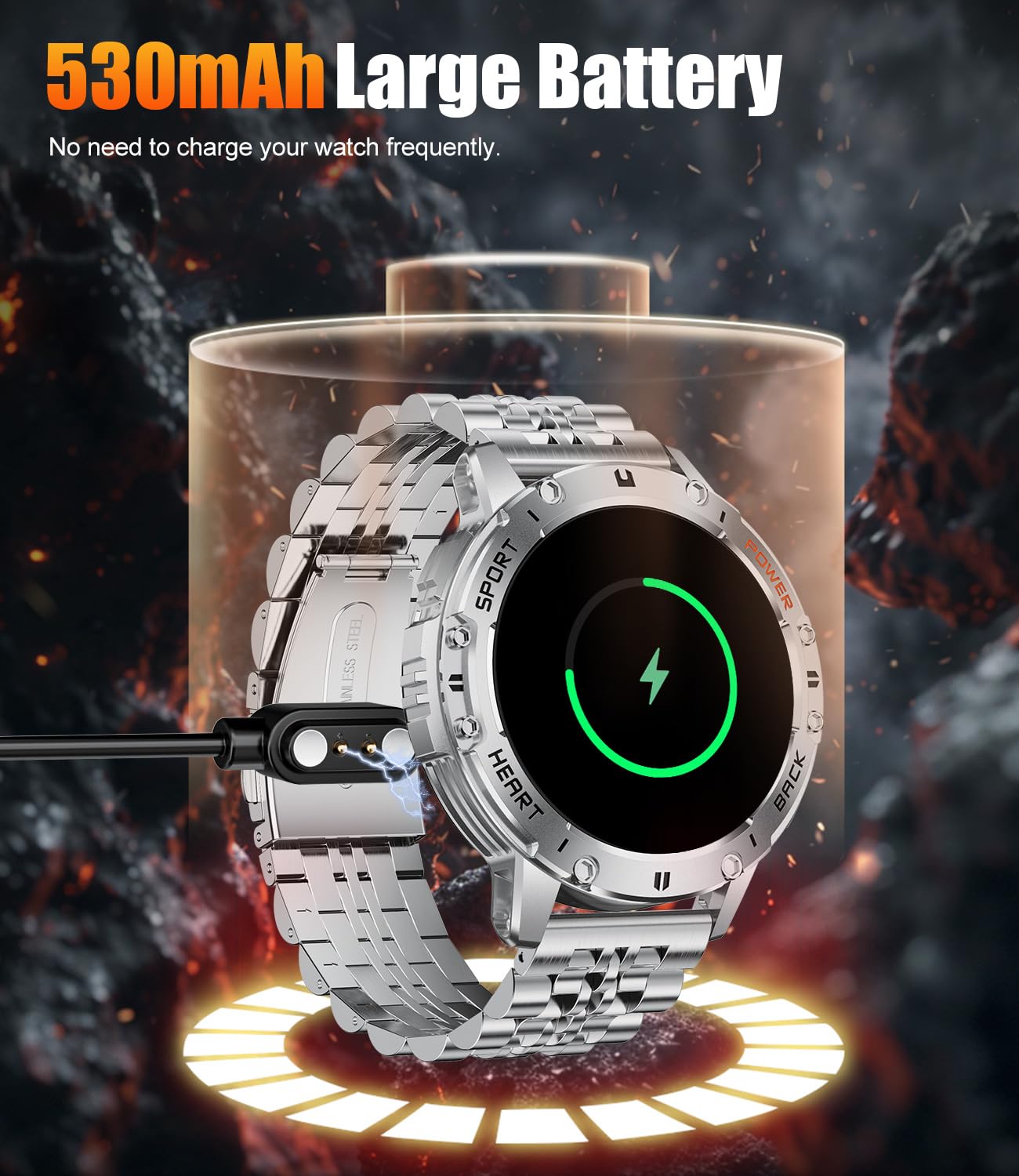 Esfoe Smart Watches For Men(3 Straps),1,43 ' ' Amoled Military Smart Watch For Men With Led Flashlight/530Mah Large Battery/5Atm