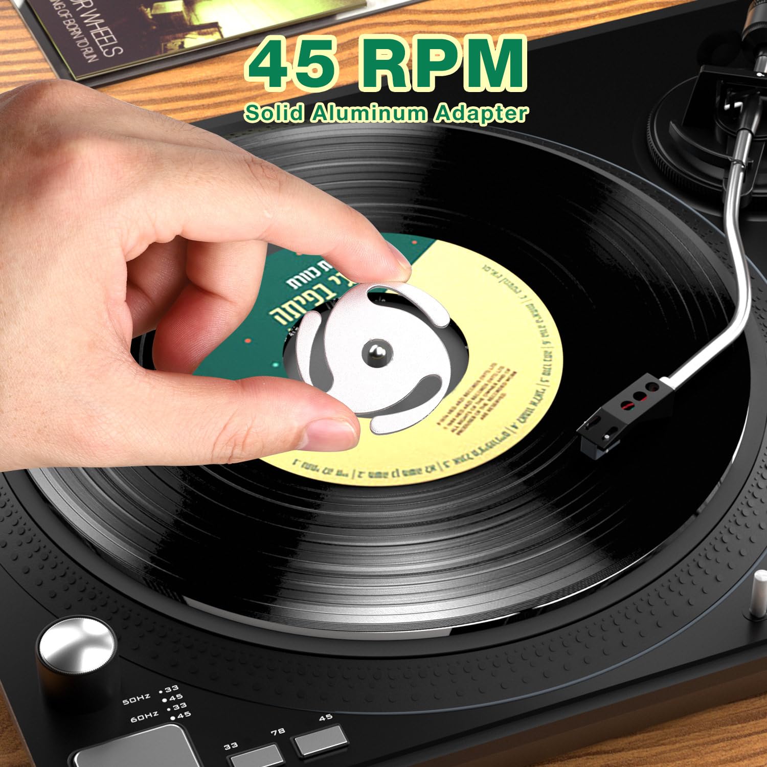 Facmogu 45 Rpm Record Adapter, 7 Inch Vinyl Record Solid Aluminum Adapter, 45 Adapter For Vinyl Record Players Turntables, 45 Rp