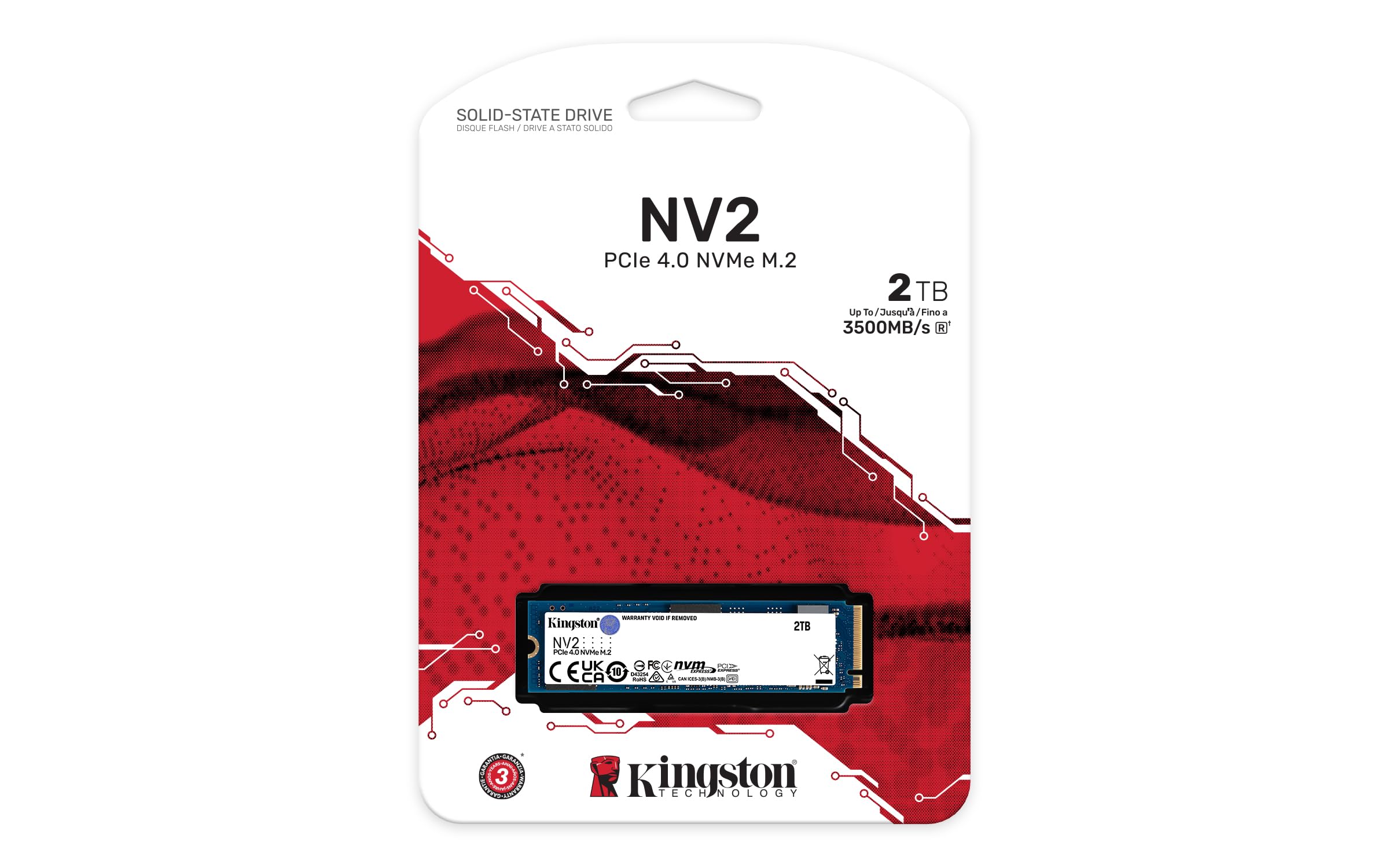 Kingston Nv2 2Tb M.2 2280 Nvme Internal Ssd  Pcie 4.0 Gen 4X4  Up To 3500 Mbs  Snv2S2000G