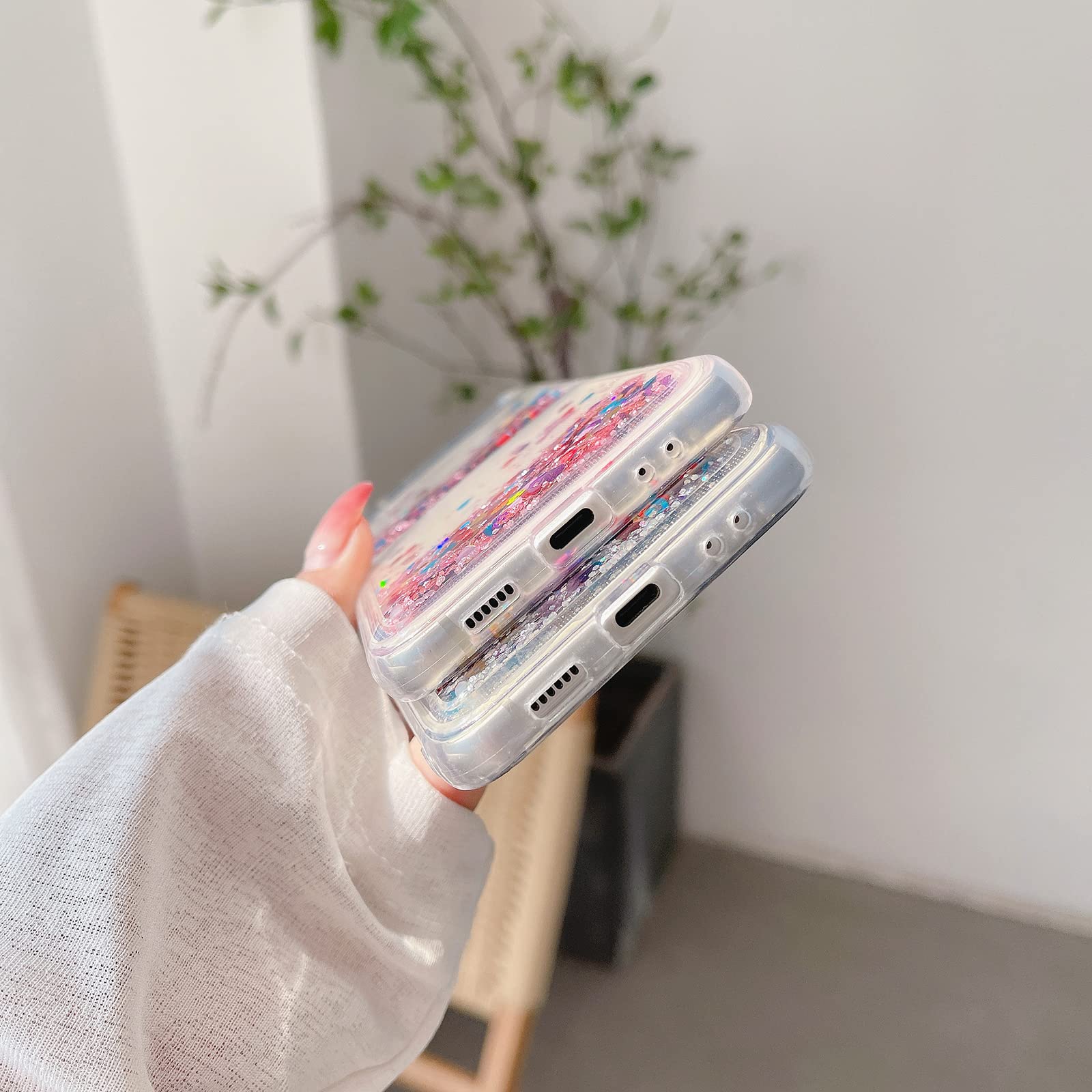 Yakvook For Samsung Galaxy Z Flip 3 Glitter Case For Girls Women Liquid Bling Sparkle Luxury Flowing Floating Quicksand Soft Tpu