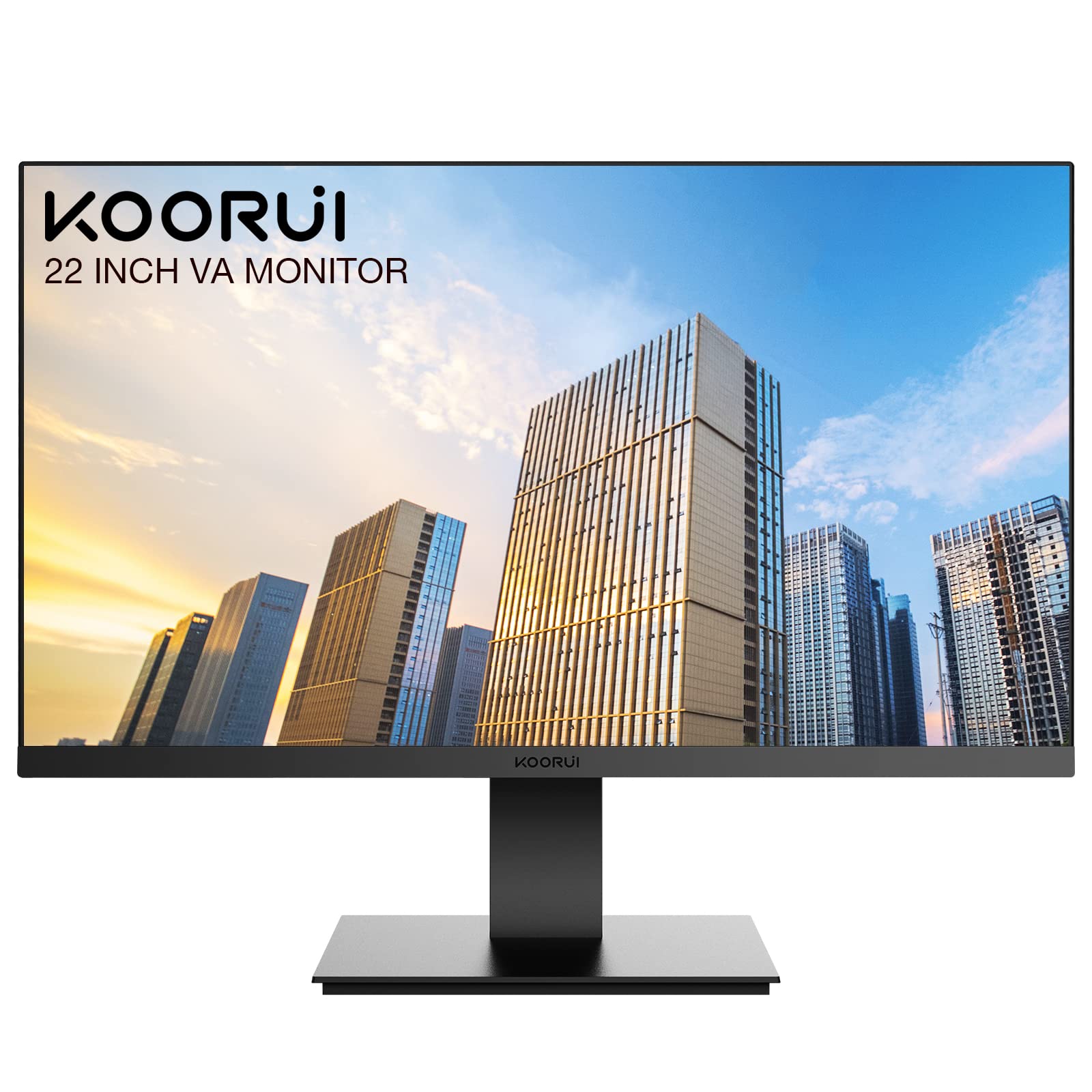 Koorui 22 Inch Computer Monitor Full Hd 1080P 100Hz Pc Gaming Screen Va Panel Ultra Slim Display 3000:1 Contrast Ratio With Adpitive Sync (Hdmi/Vga/Vesa Compatible 100X100Mm/Audio Out), Tilt, Black