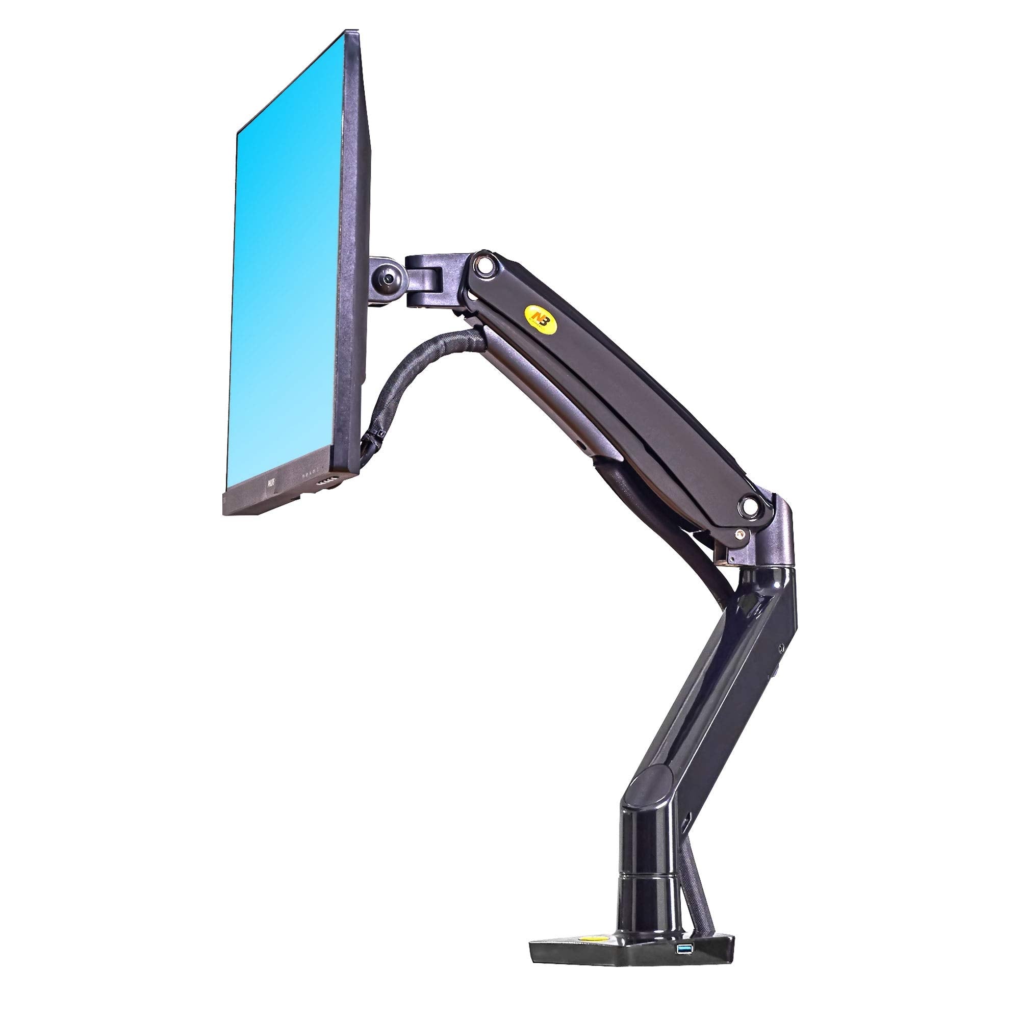North Bayou Desk Mount Full Motion Swivel Computer Monitor Arm With 13 Inches Adjustable Height For Screens Up To 30 Inches, Bla