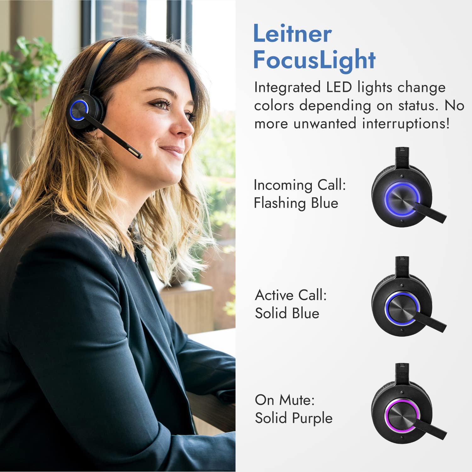 Leitner Lh670 3 In 1 Wireless Office Headset With Mic   Wireless Dect Headset For Office Phone, Computer And Cell Phone   5 Year