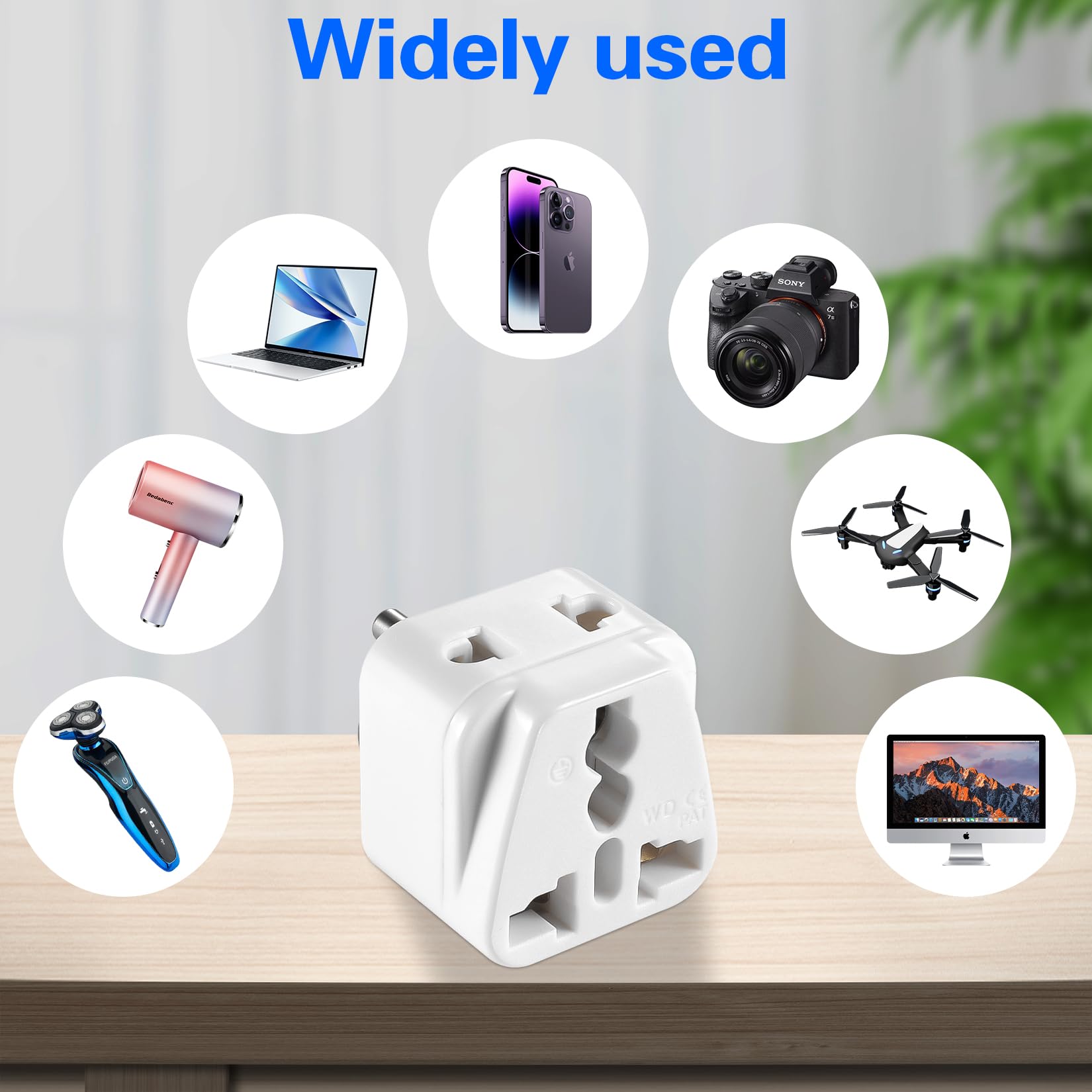 3 Pack Us Travel Plug Adapter, Eu/Uk/Au/In/Cn/Jp/Asia/Italy/Brazil To Usa (Type B), 3 Prong Grounded Usa Wall Plug Wall Outlet P