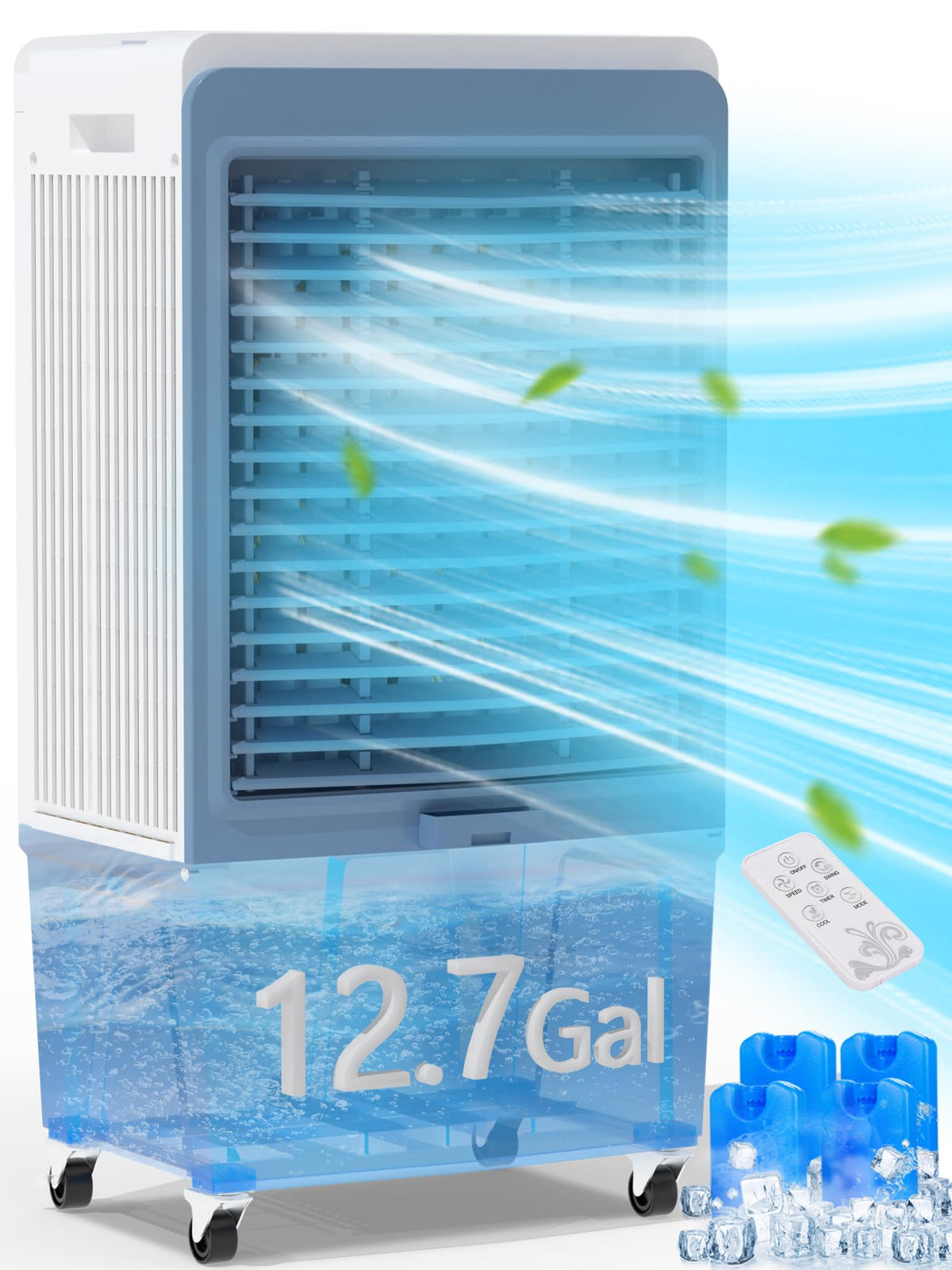 Uthfy Evaporative Air Cooler, 4129 Cfm Swamp Cooler With 12.7 Gallon Water Reservoir, 120Oscillation Portable Air Cooler With Re