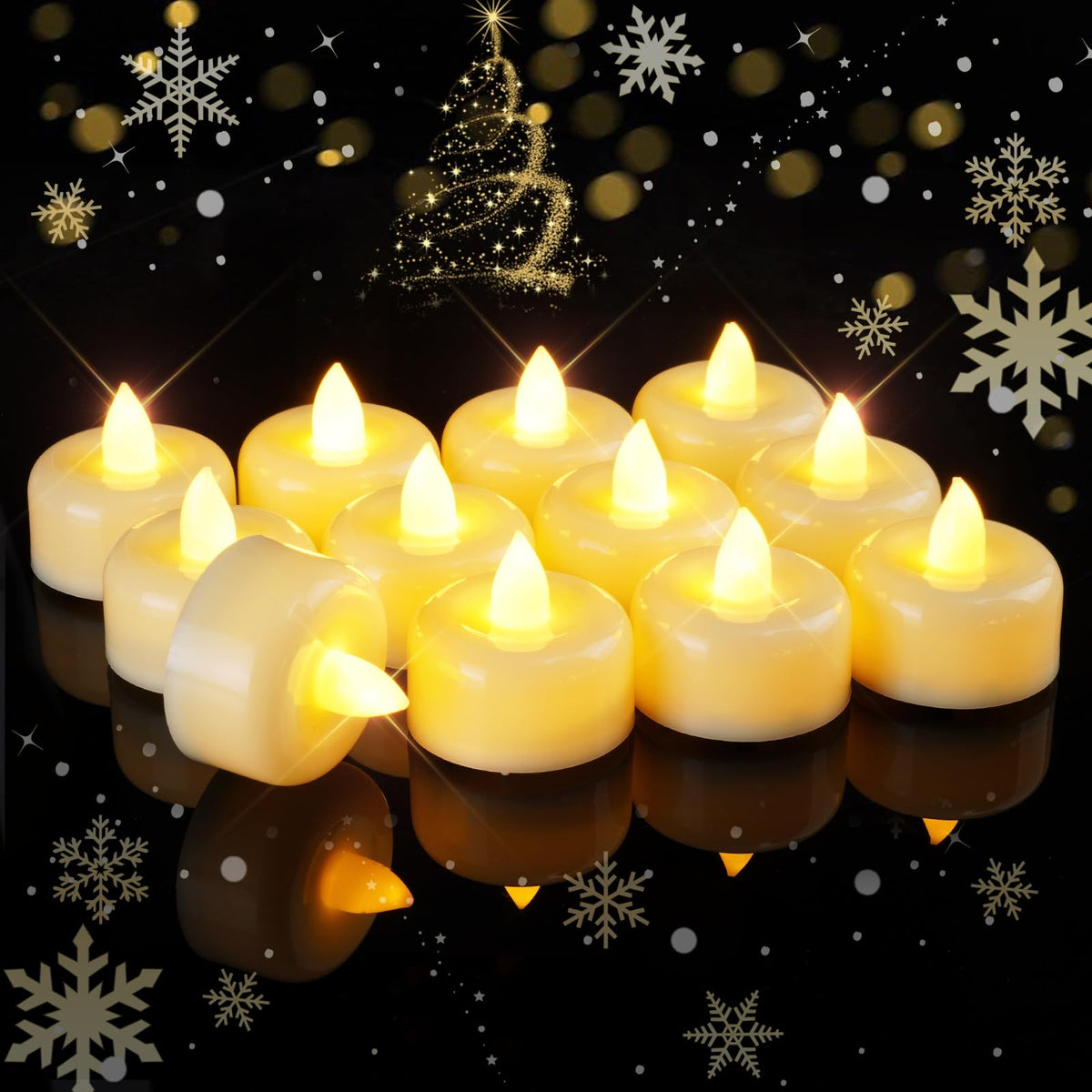 Raycare 50Pack Flameless Candles, Battery Operated Led Tea Lights, Long Lasting Fake Candles, Electric Candles For Wedding, Holi
