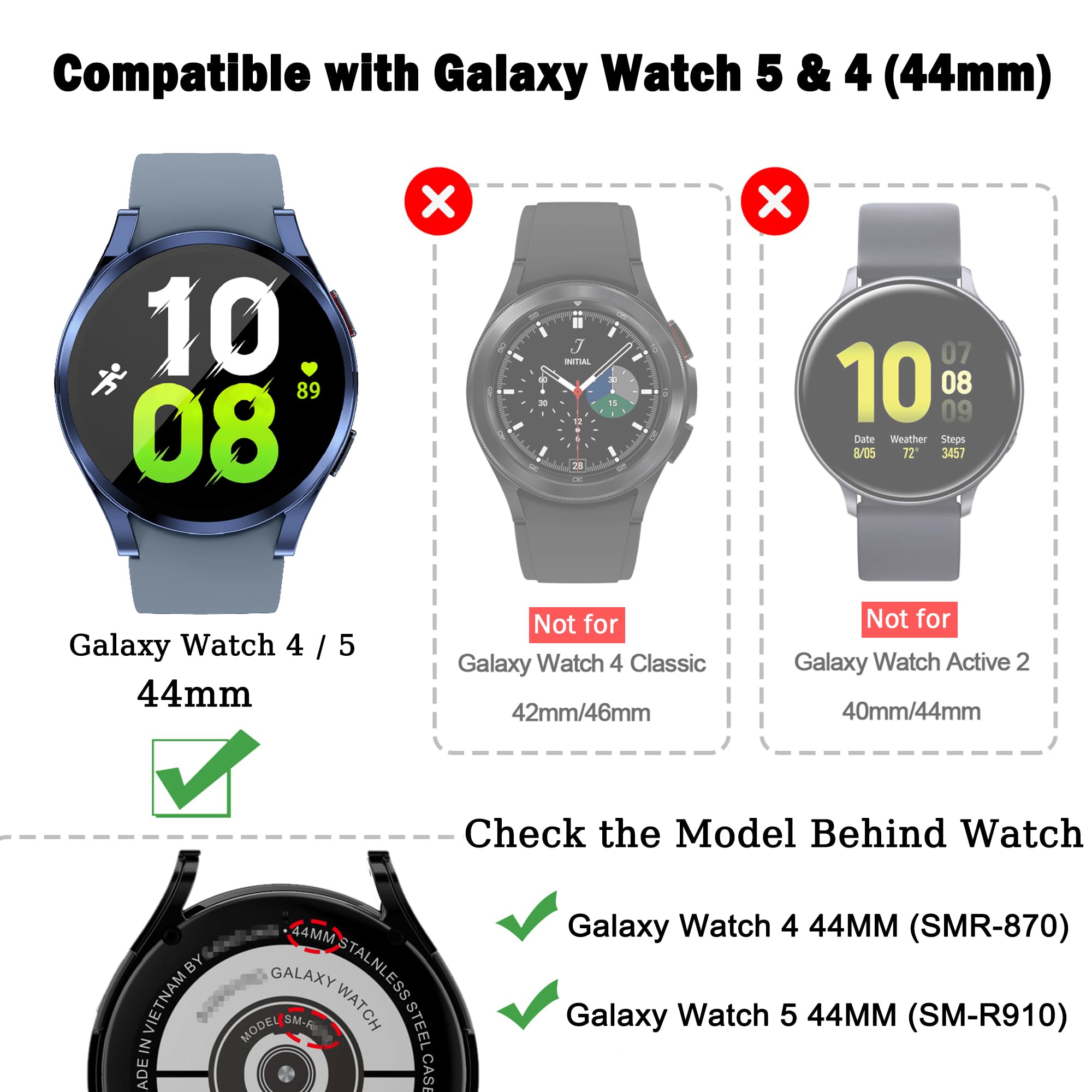 Yuvike [6 Pack] Watch Screen Protector Compatible With Samsung Galaxy Watch5 44Mm And Galaxy Watch4 44Mm, Soft Tpu Case Bumper,
