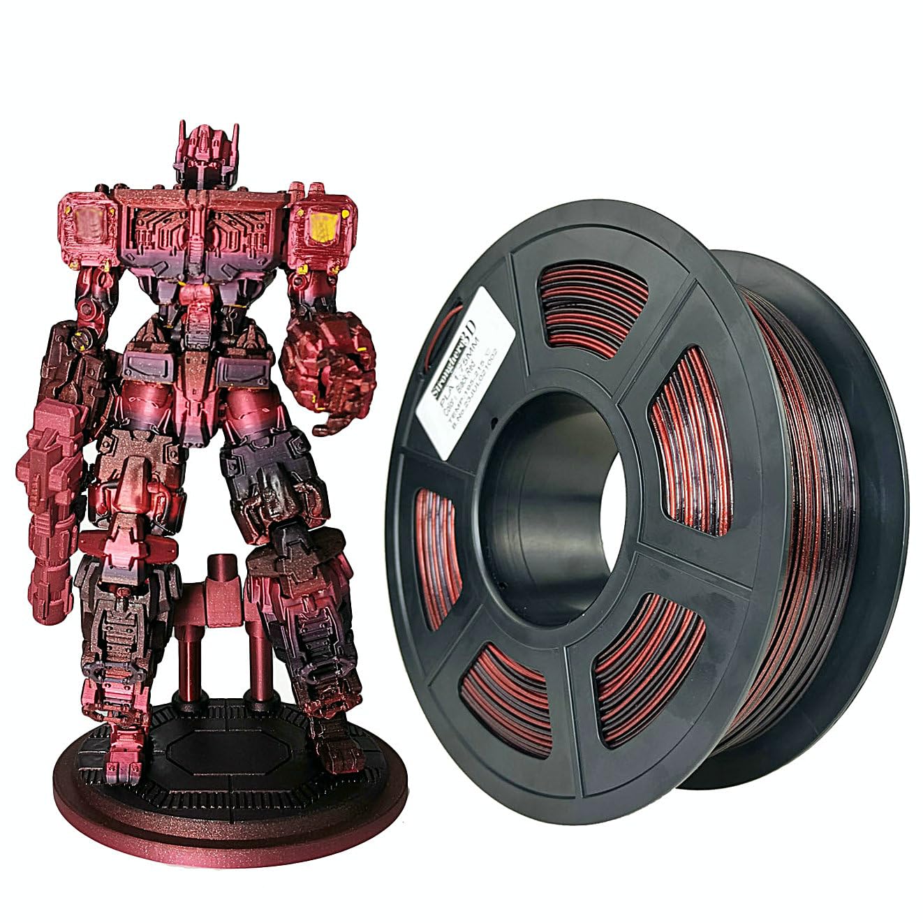 Stronghero3D Pla 3D Printer Filament 1.75 Mm,Pla Silk Red,Pla Black,Accuracy +/  0.05 Mm Net Weight 1 Kg For Ender3 Cr10