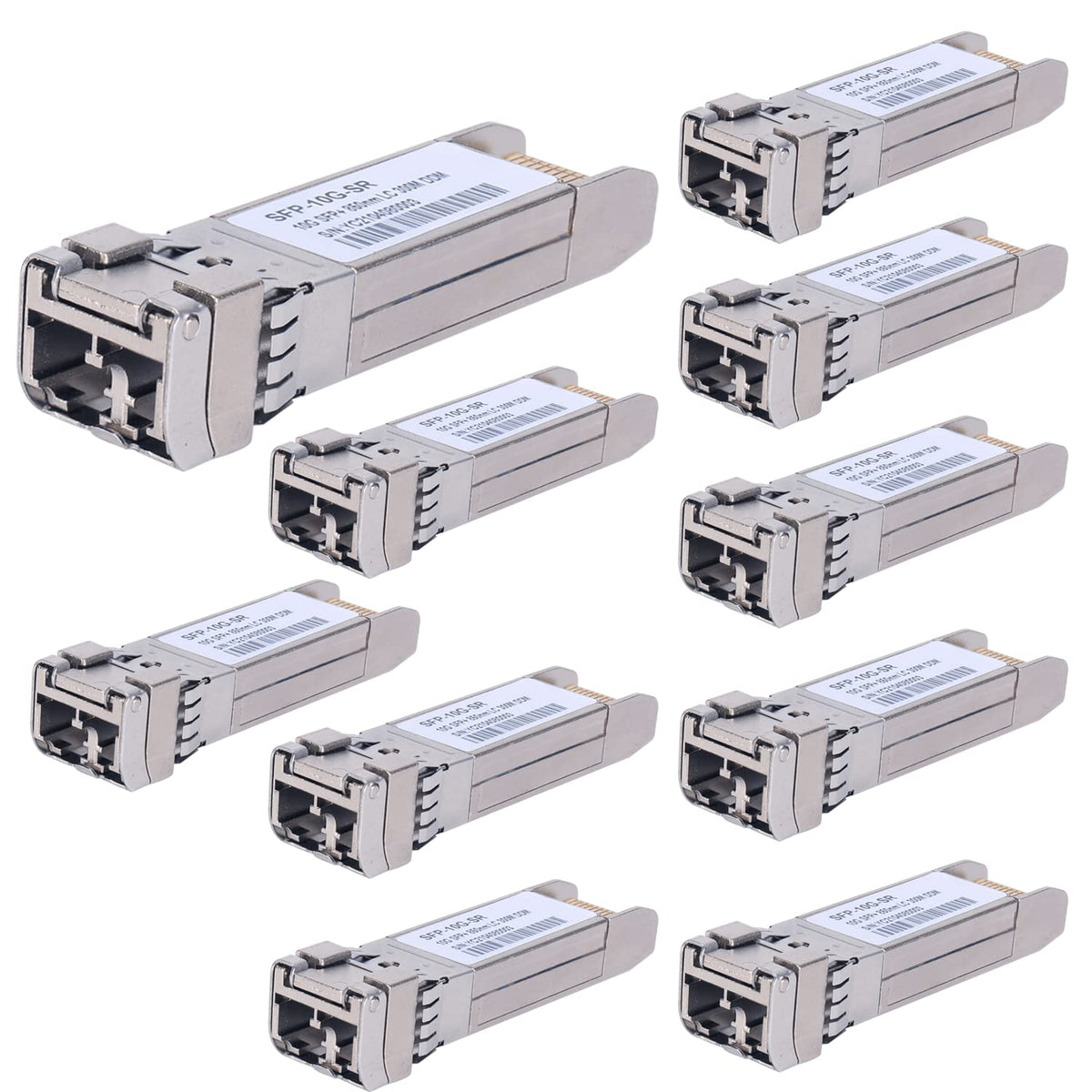 10Pack 10Gbase Sr Sfp+ Transceiver, Sfp Multi Mode Lc Module, 10G 850Nm Mmf Up To 300 Meters, Compatible With Cisco Sfp 10G Sr,M