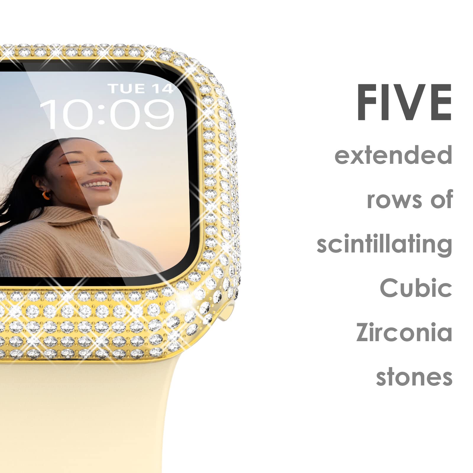 Surace Compatible With Apple Watch Case 40Mm, 300 Diamonds With Screen Protector For Apple Watch Series 6/5/4/3/2/1, Bling Case