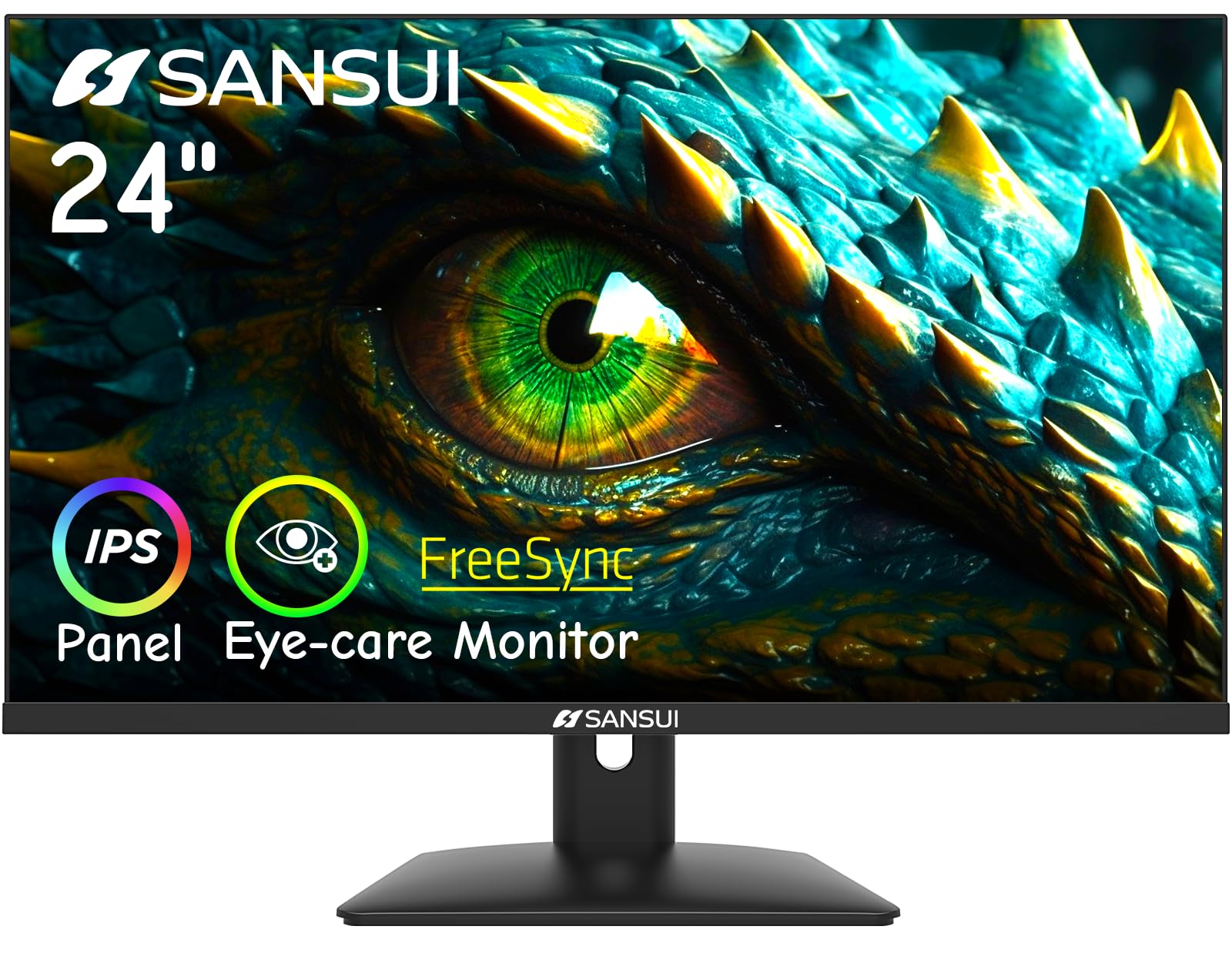 Sansui Computer Monitor 24 Inch Ips Eye Care 1080P Display Hdmi,Vga Ports With 178 Viewing Angle/Frame Less/Tilt/Vesa Compatible