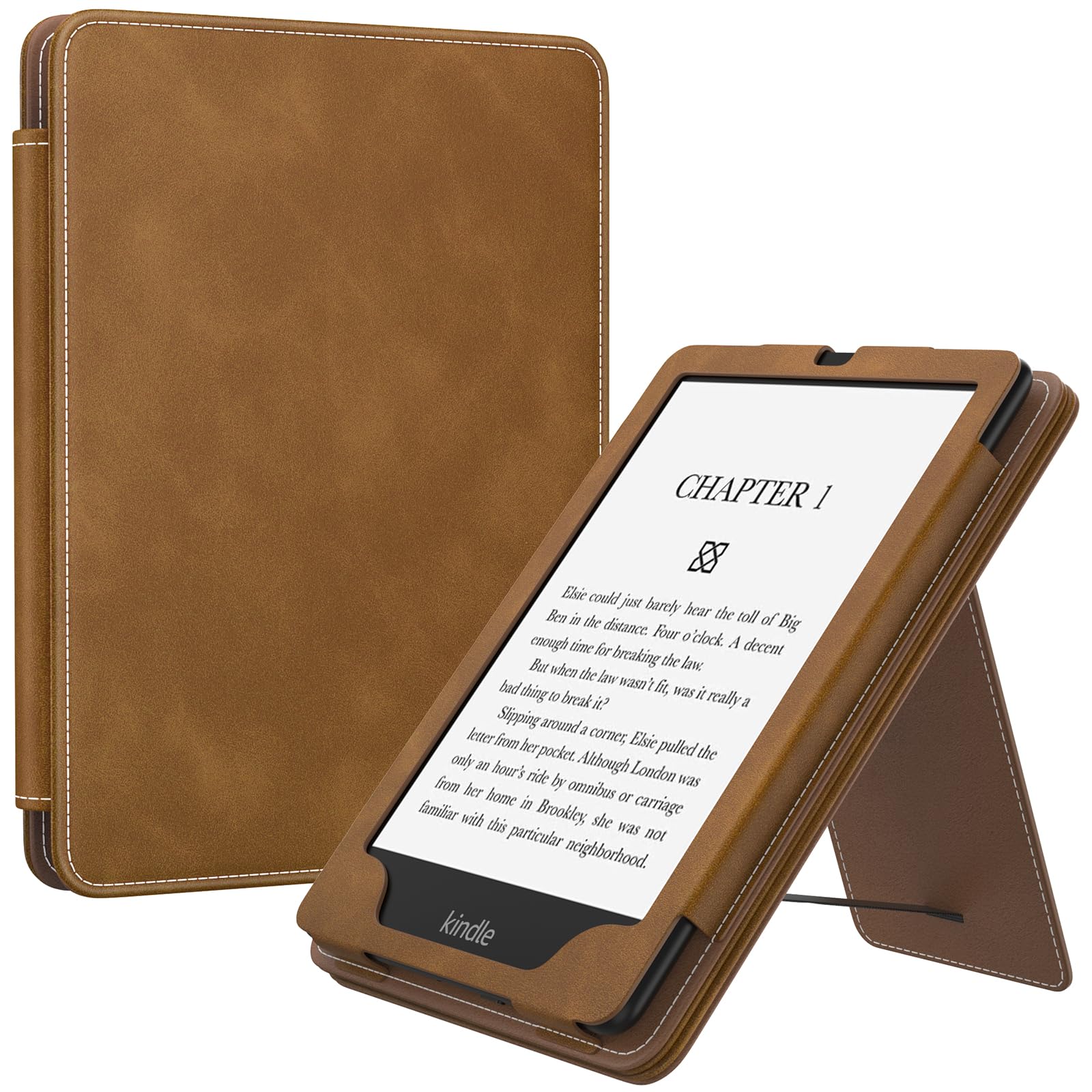 MoKo Case for 7'/6.8' Kindle Paperwhite(12th/11th Generation 2024/2021) and Kindle Colorsoft Signature Edition, Slim PU Shell Cover Case with Auto Wake/Sleep for Kindle Paperwhite 2024, Brown