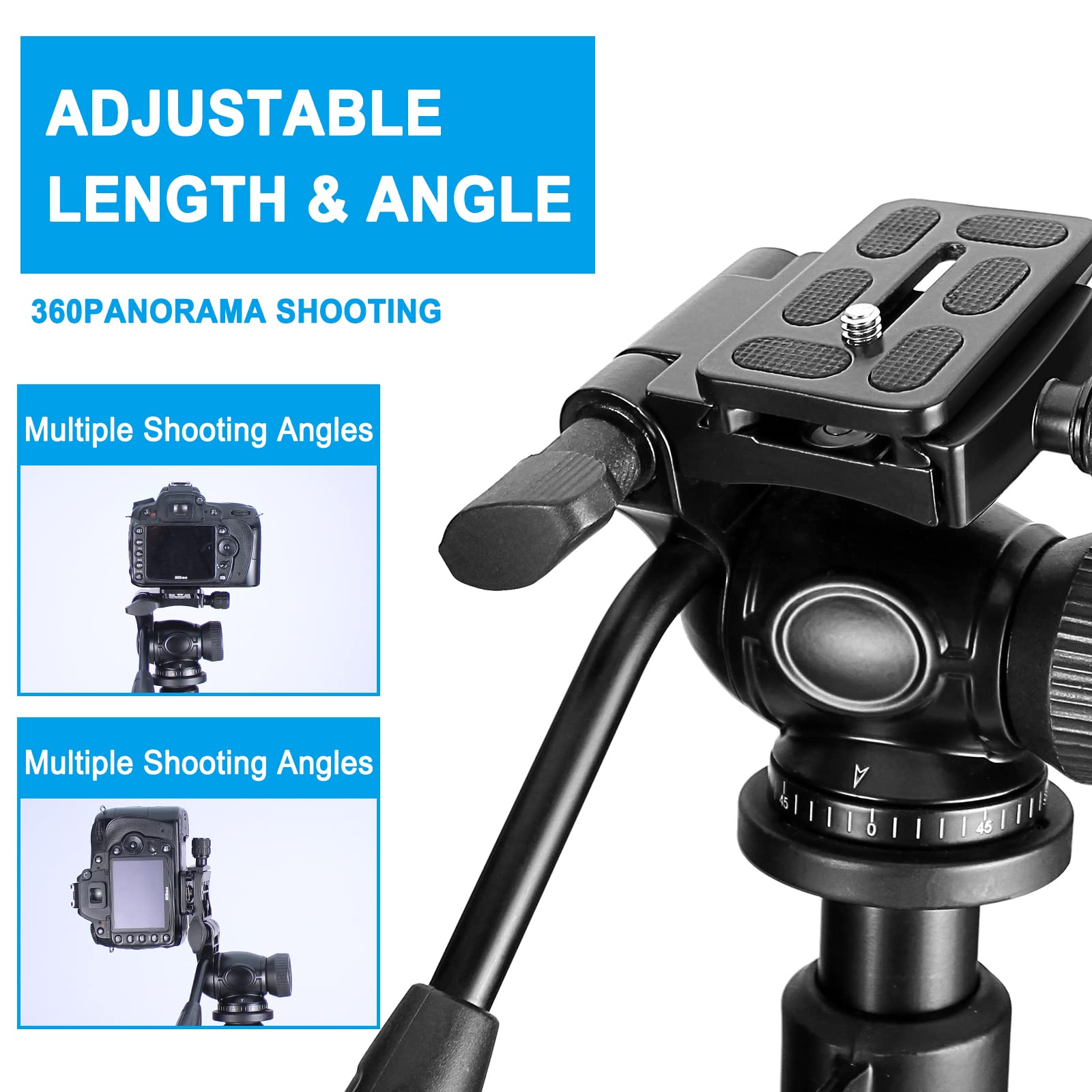 Celticbird 64.5 Inch Travel Portable Tripod  Compatible With Slr Cameras, Cell Phones, Binoculars, Spotting Scopes, Monoculars