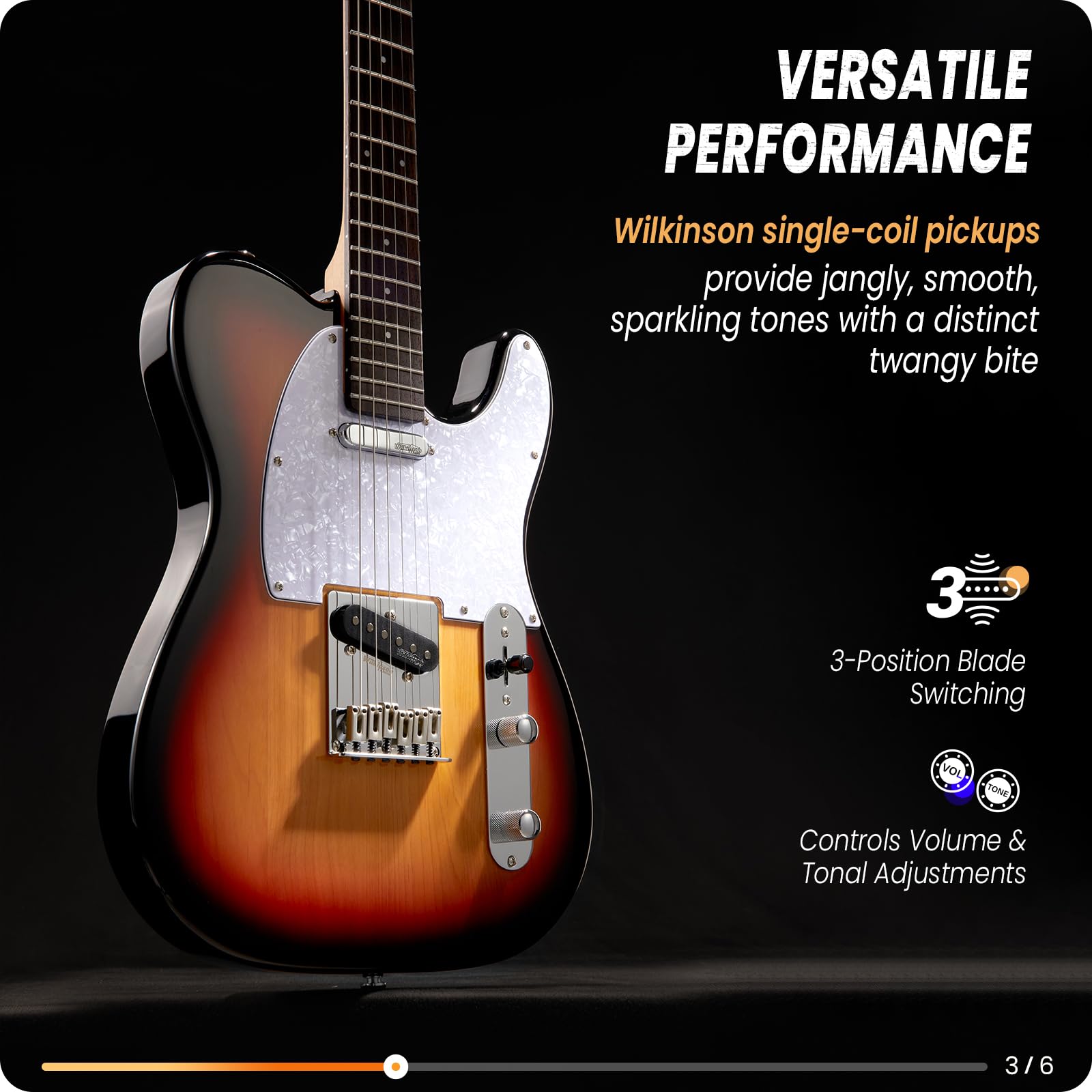 Fesley 39 Tl Style Electric Guitar:Solid Body Electric Guitars For Intermediate &Pro Players With Wilkinson Pickups,Grover Tuner