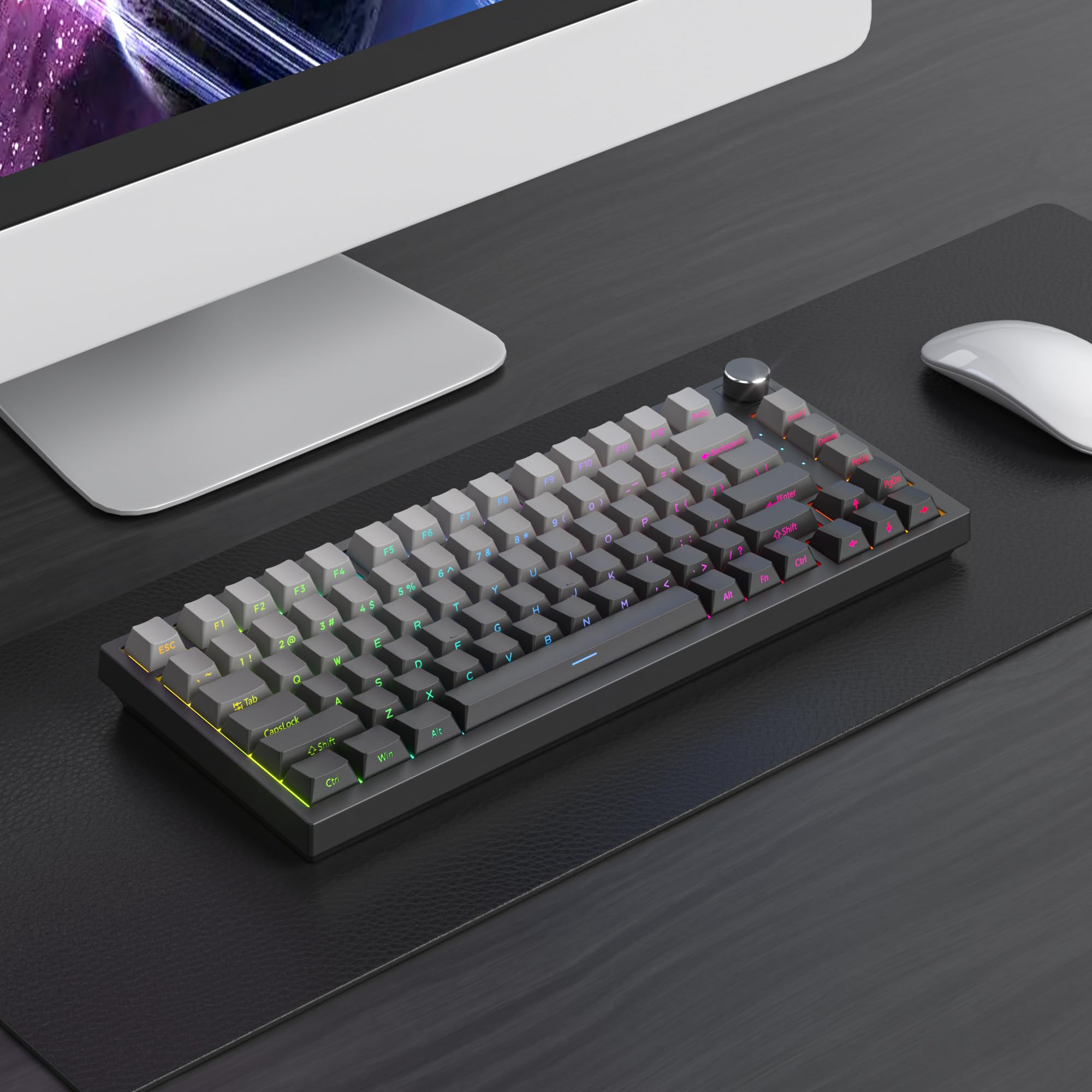 Guffercty Kred 140  Keys Side Printed Keycap Pbt Gradient Keycaps 75 Percent, Cherry Profile Minimalist Style Custom Shine Throu
